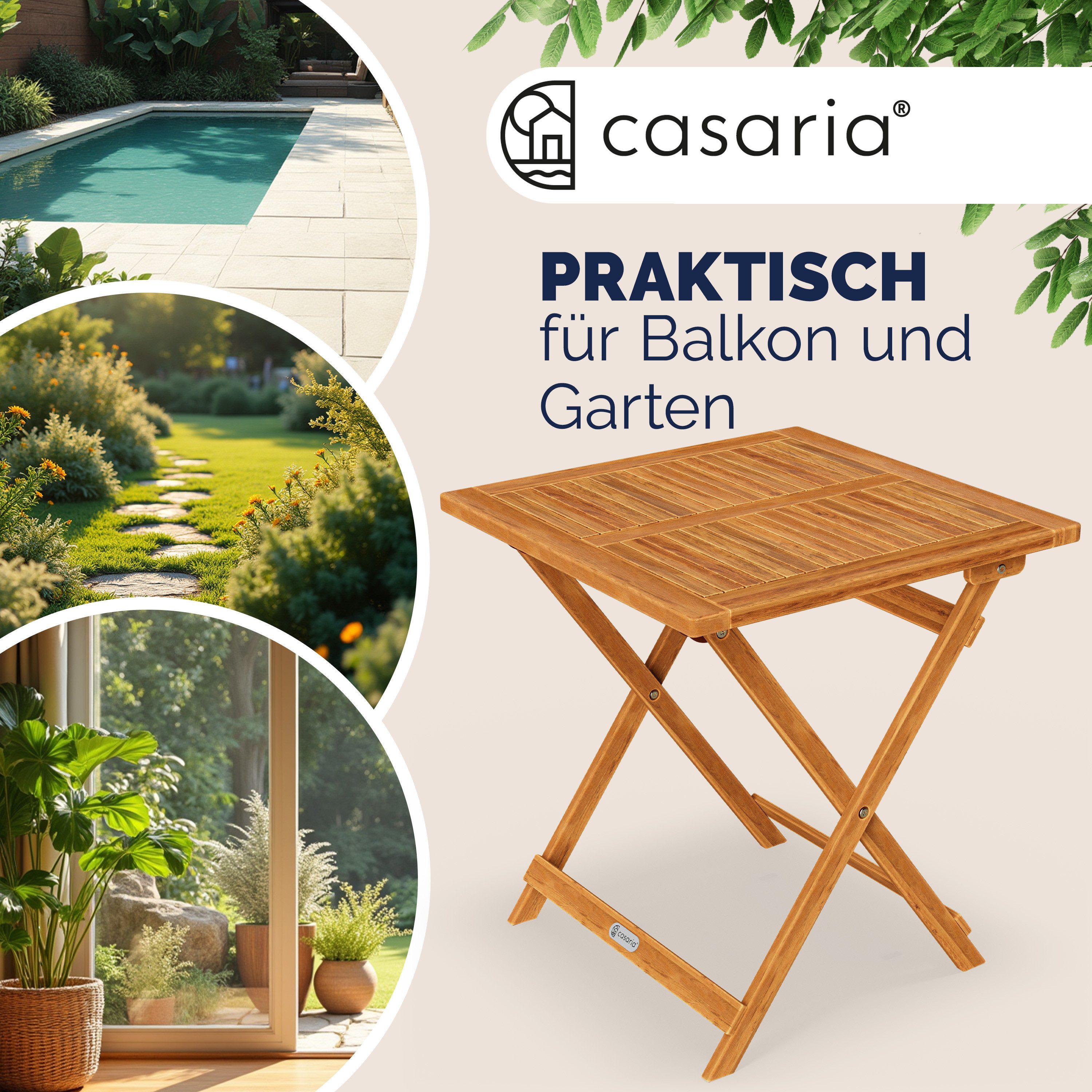 Casaria Klapptisch (1-St), Balkontisch Klappbar Holz 70x70cm 80kg Belastbar günstig online kaufen