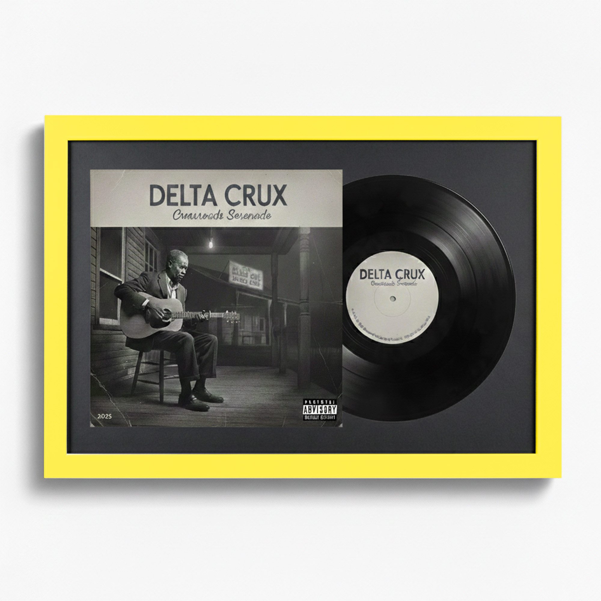 K-Möbel Bilderrahmen Schallplatten Rahmen für Vinyl und Cover, (1 St), mit Passepartout