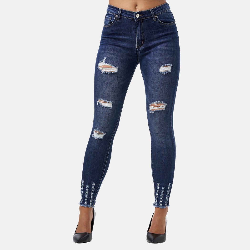Elara Slim-fit-Jeans Highwaist Destroyed Jeans (1-tlg) günstig online kaufen