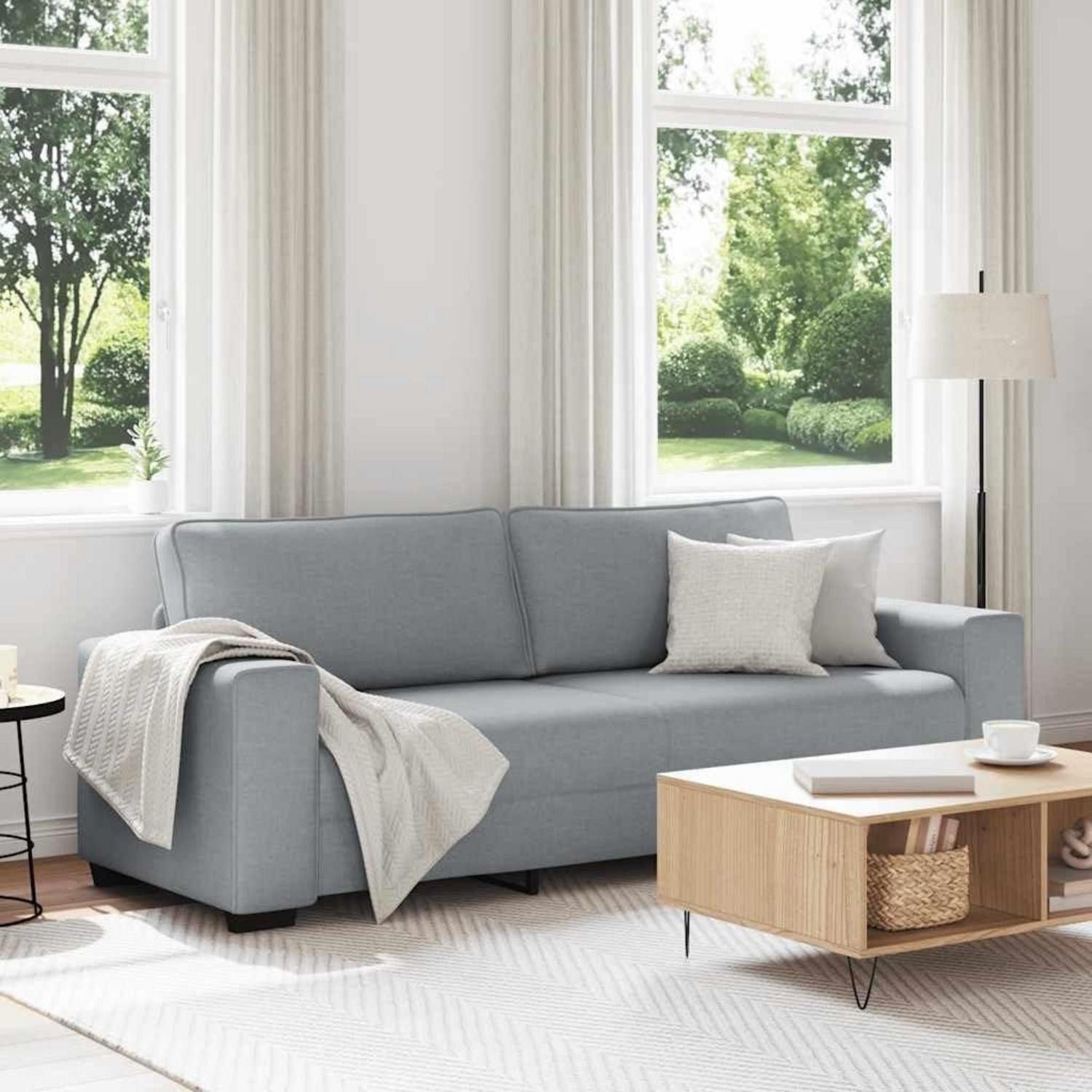 LuxusKollektion Schlafsofa Bettsofa Schlaffunktion Liegefläche 3 Sitzer Stoff 180 cm Hellgrau