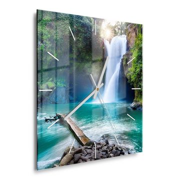 DEQORI Wanduhr 'Tegenungan Wasserfall' (Glas Glasuhr modern Wand Uhr Design Küchenuhr)