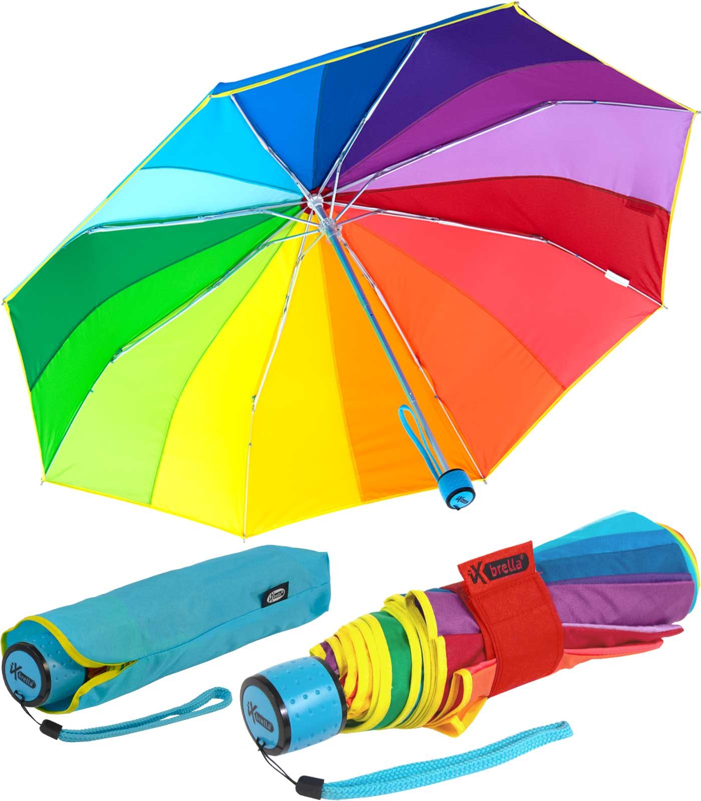 iX-brella Taschenregenschirm Mini Ultra Light - sehr leicht, mit großem Dach, manueller Öffnungsmechanismus, kräftige Farben