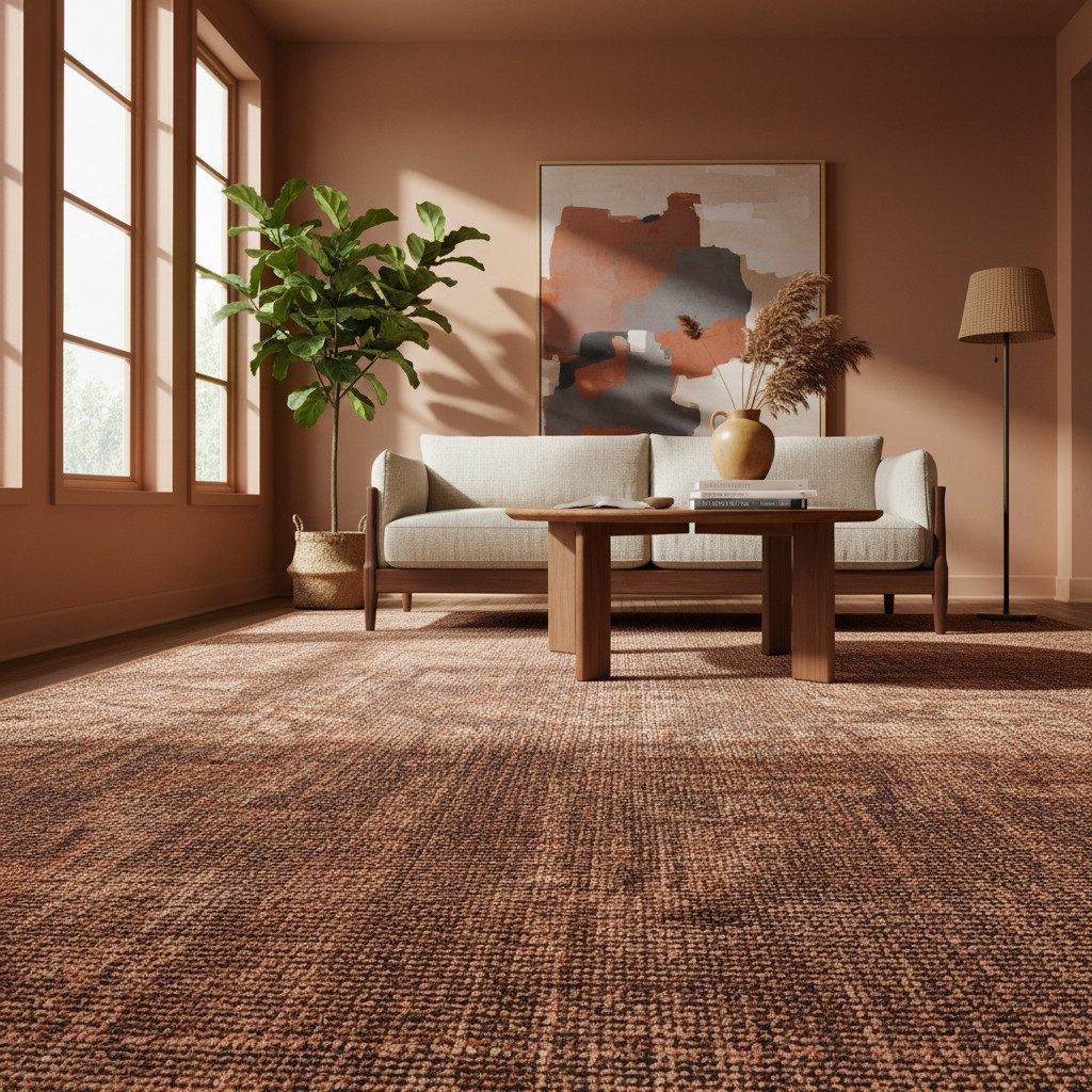 KADIMA DESIGN Wollteppich Kurzflor Teppich KOFEL Baumwolle Uni Waschbar Läufer Flur Küche, Läufer, Höhe: 9 mm, Kupfer, 80x150 cm, Esszimmerteppich Einfarbig Uni Edel Waschbar