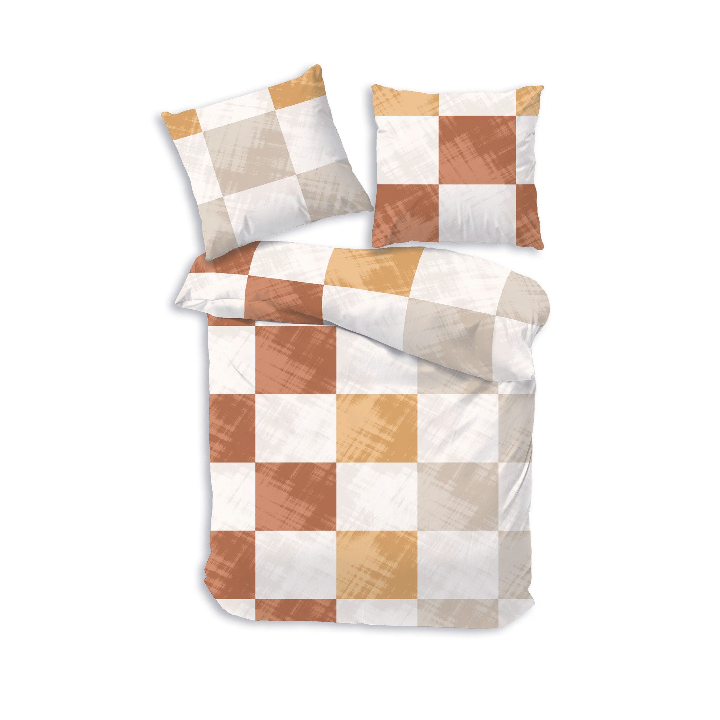 DOBNIG Bettwäsche Flanell, Flanell, 2 teilig, modern kariert, orca