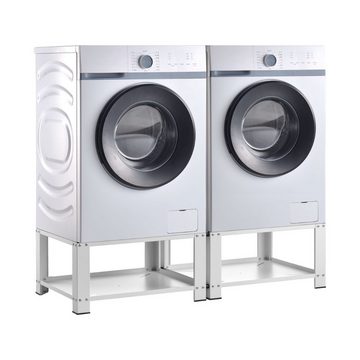 STADO Waschmaschinenuntergestell Doppelgestell Waschmaschine Podest Trockner Erhöhung Ablage Weiß