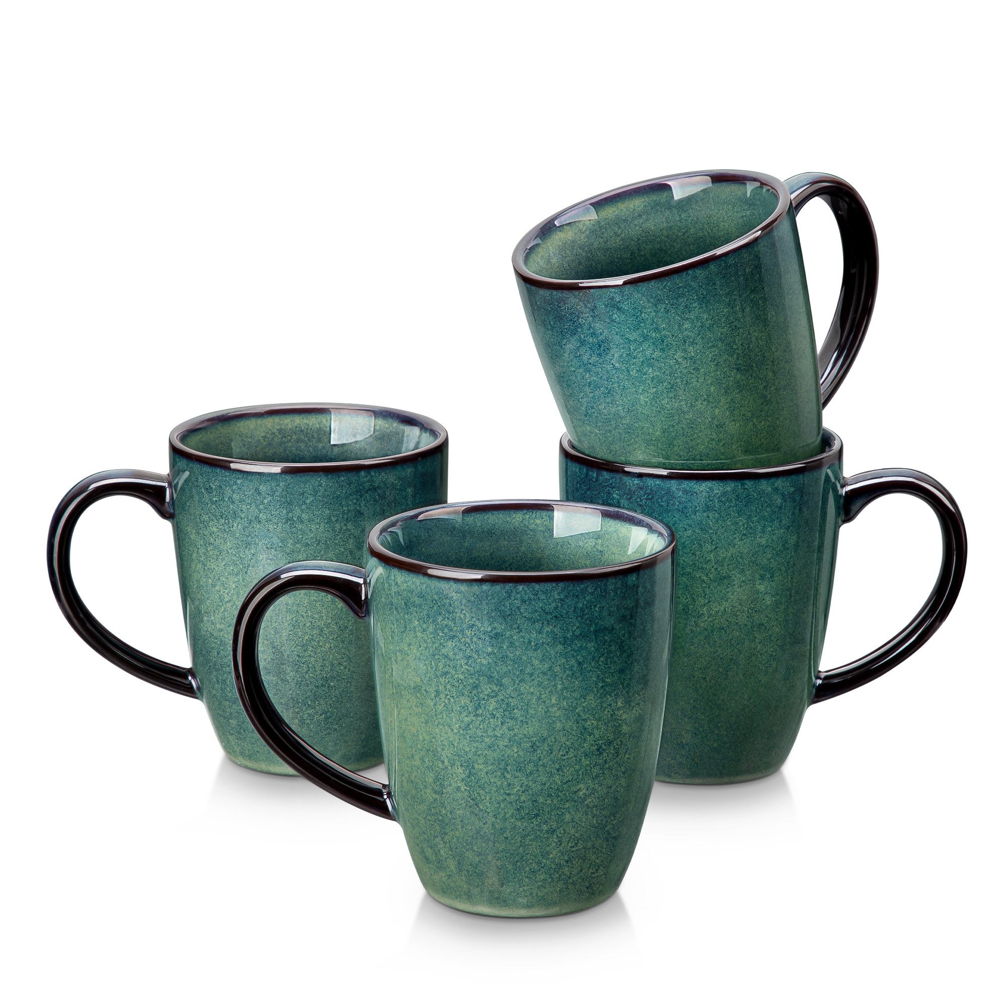 vancasso Tasse Kaffeeservice für 4/6, Steingut Tasse, Reaktivglasur, 4-tlg., Steingut