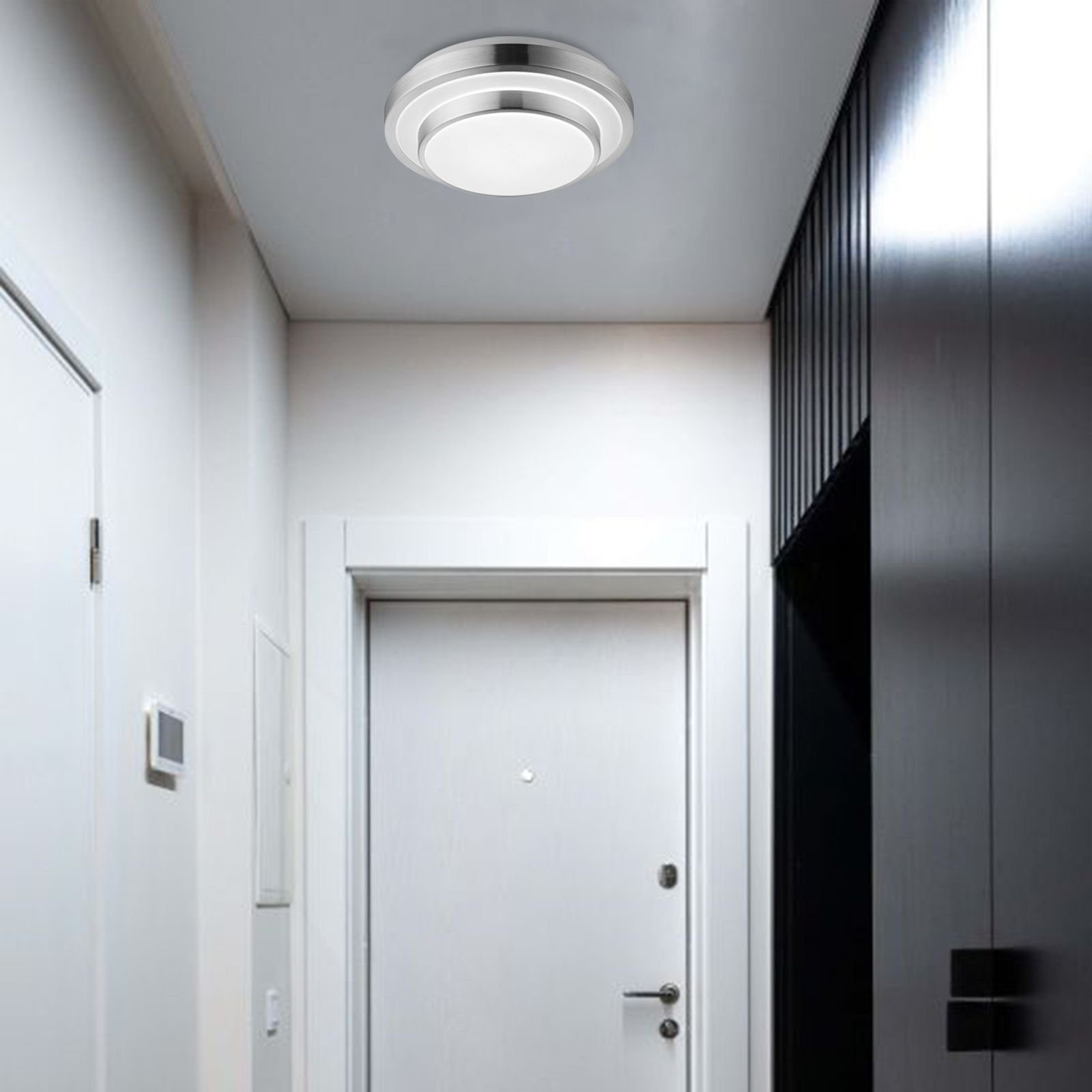 Globo Deckenleuchte GLOBO Wohnzimmer modern, Aluminium Esszimmer, Deckenleuchte Küche, Deckenlampe LED LED Schlafzimmer, Flur 29 cm, fest integriert, Rund Warmweiß