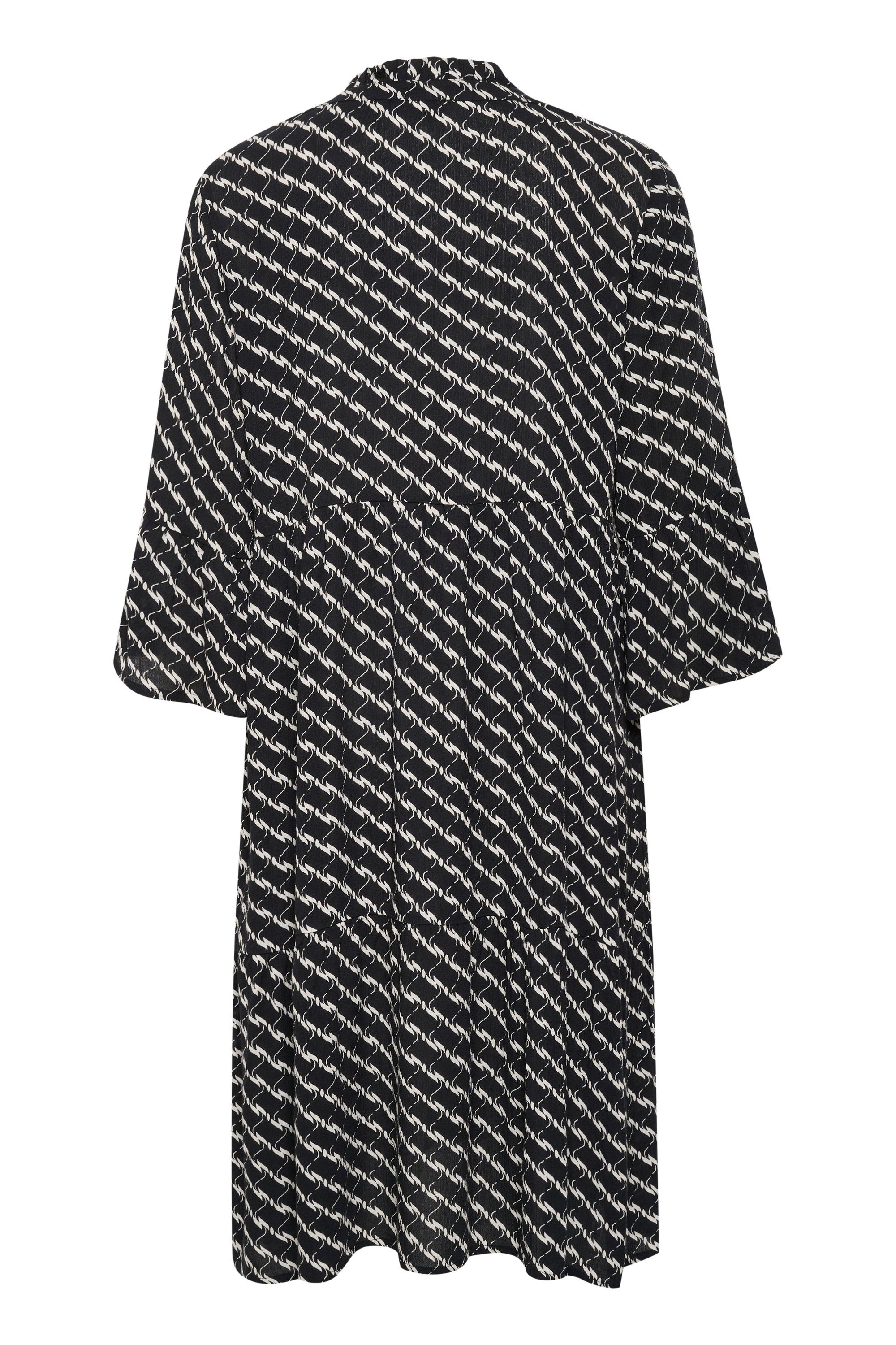 Black/Chalk Print Jerseykleid Kleid KAFFE Graphic KAmarita