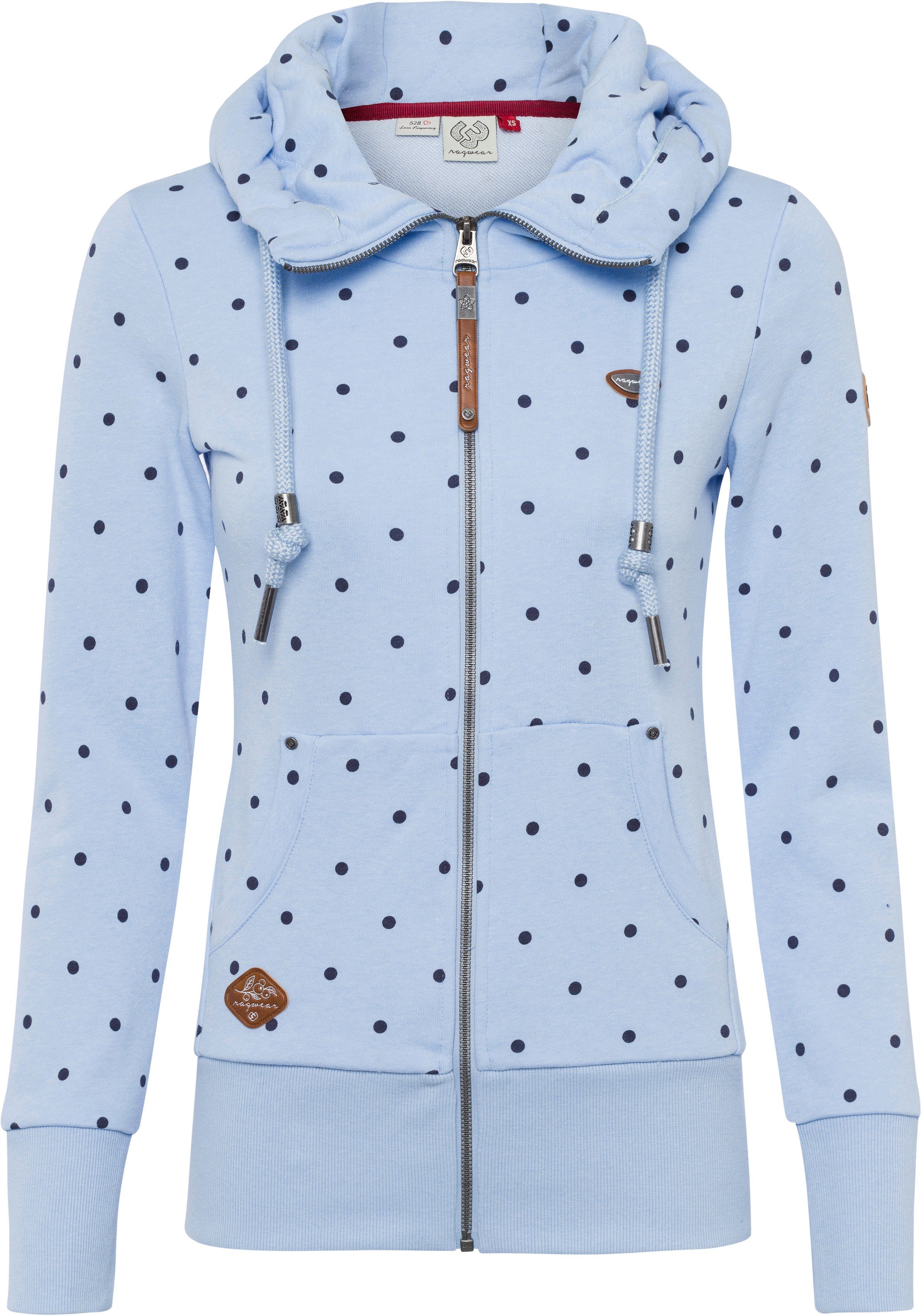NESKA Design ZIP Allover-Dots O blue DOTS Ragwear Print Sweatjacke sky im