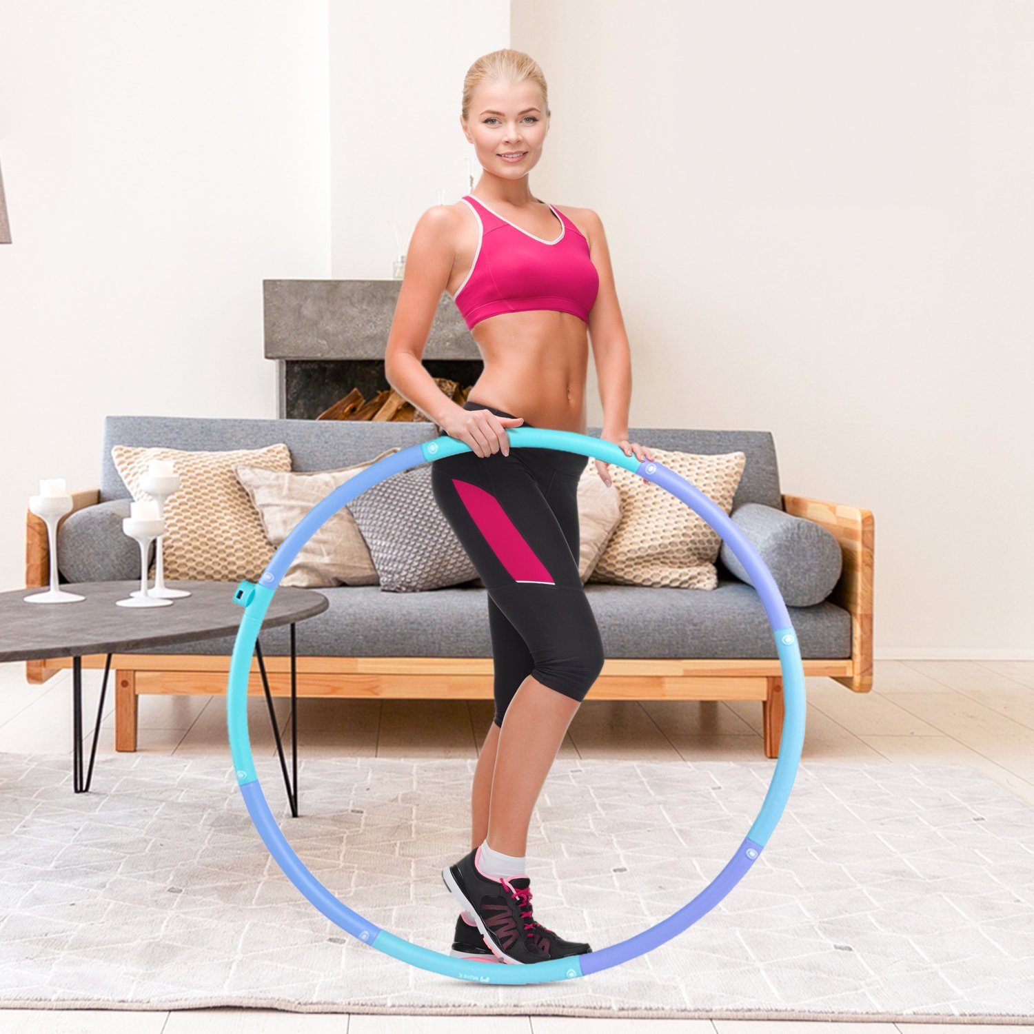 Bluetooth, kompatibel,EVA-Schaumstoffummantelung,LED-Display Fitnessreifen Fitness-App MOVE-IT Hoop Durchmesser), HH1 AsVIVA variabler Kalorienmesser, Smart Bluetooth Hula-Hoop-Reifen Hula Zeitmesser, AsVIVA (mit