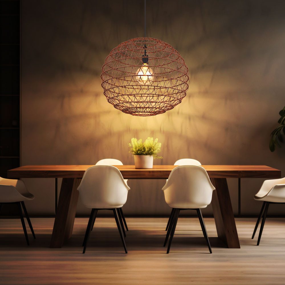 GLOBO LIGHTING Pendelleuchte, Leuchtmittel nicht inklusive, Hängeleuchte Wohnzimmerlampe Metall dunkelbraun Boho E27 H 120 cm