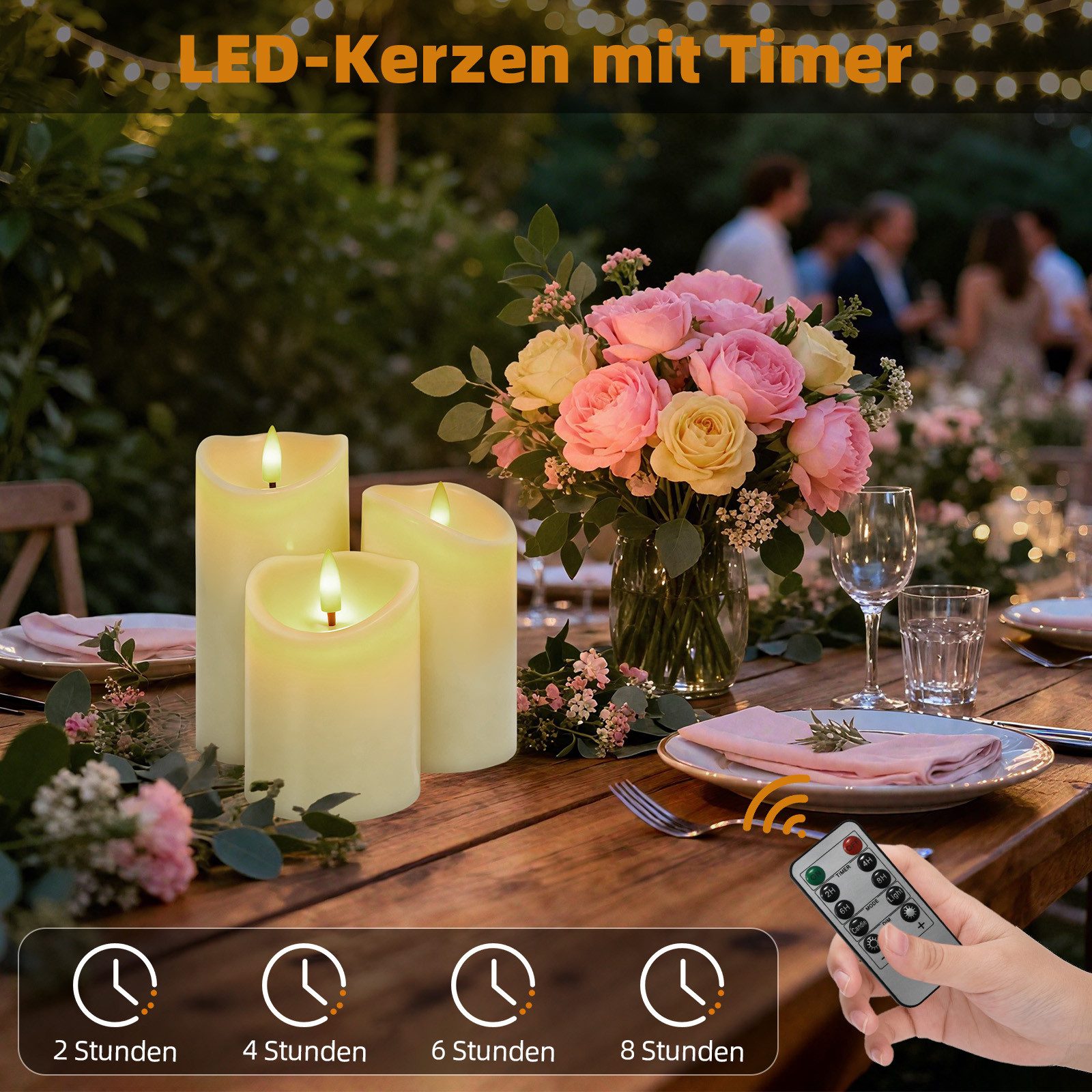 OZAVO LED-Kerze 3er Wiederaufladbare LED-Kerzen mit timerfunktion und Fernbedienung, Bis zu 70 Stunden Betriebszeit, zwei Modi, für Hochzeit Weihnachten Halloween Party Dekoration