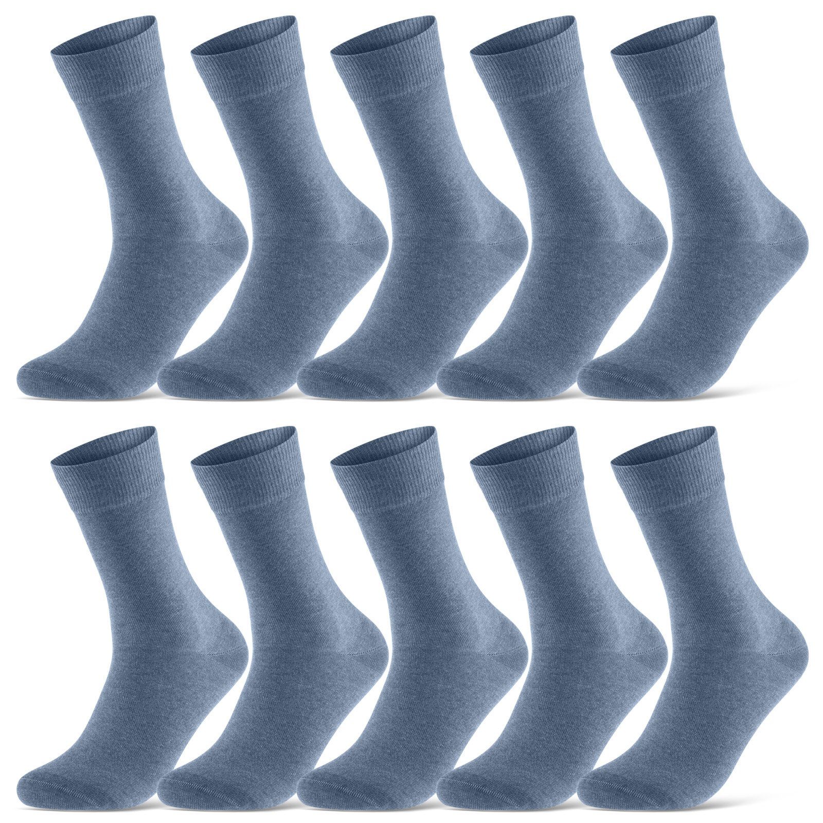 sockenkauf24 Socken 10 Paar Damen & Herren Socken Business Socken Baumwolle (Jeans, 39-42) mit Komfortbund (Basicline) - 70201T WP | Lange Socken