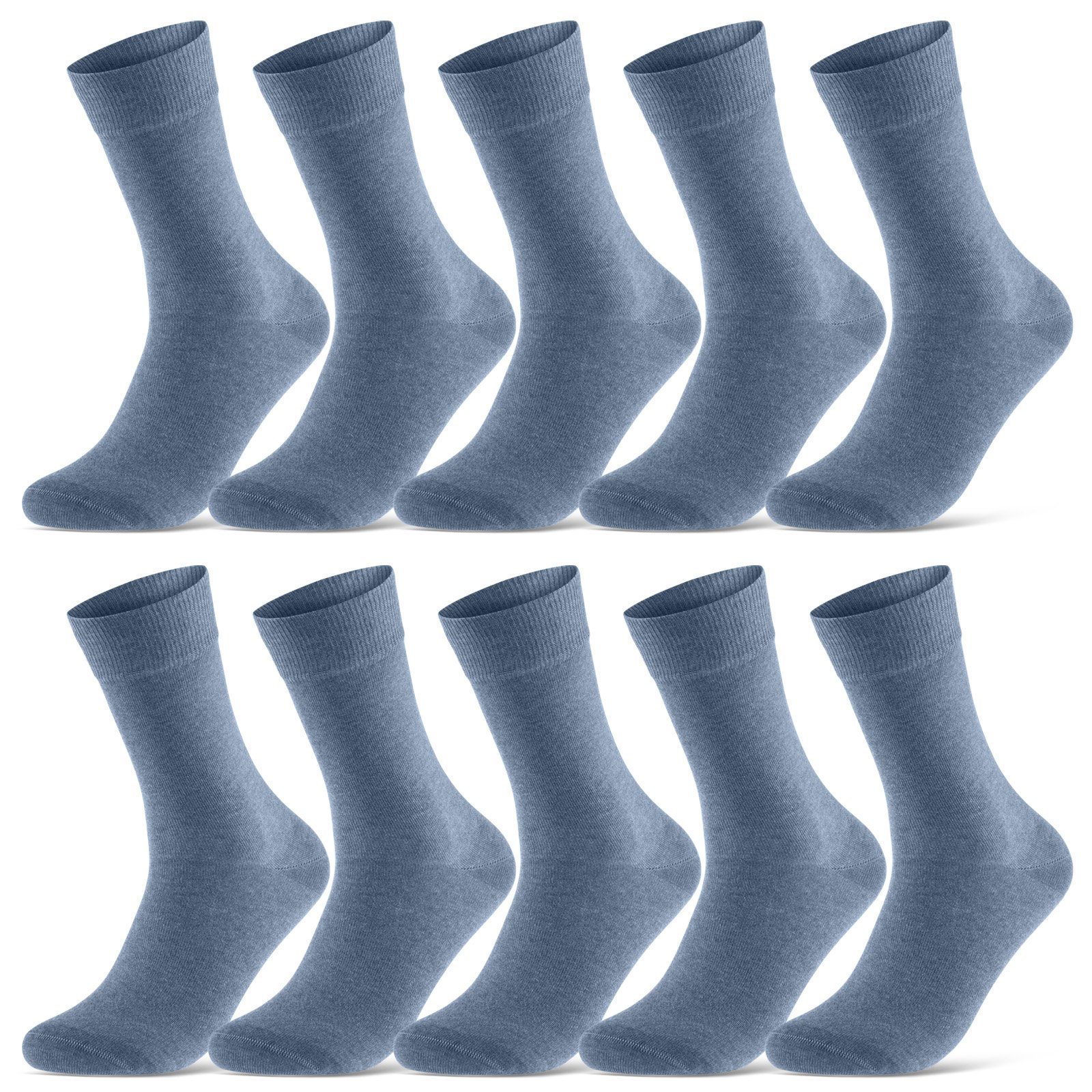 sockenkauf24 Socken 10 Paar Damen & Herren Socken Business Socken Baumwolle (Jeans, 35-38) mit Komfortbund (Basicline)