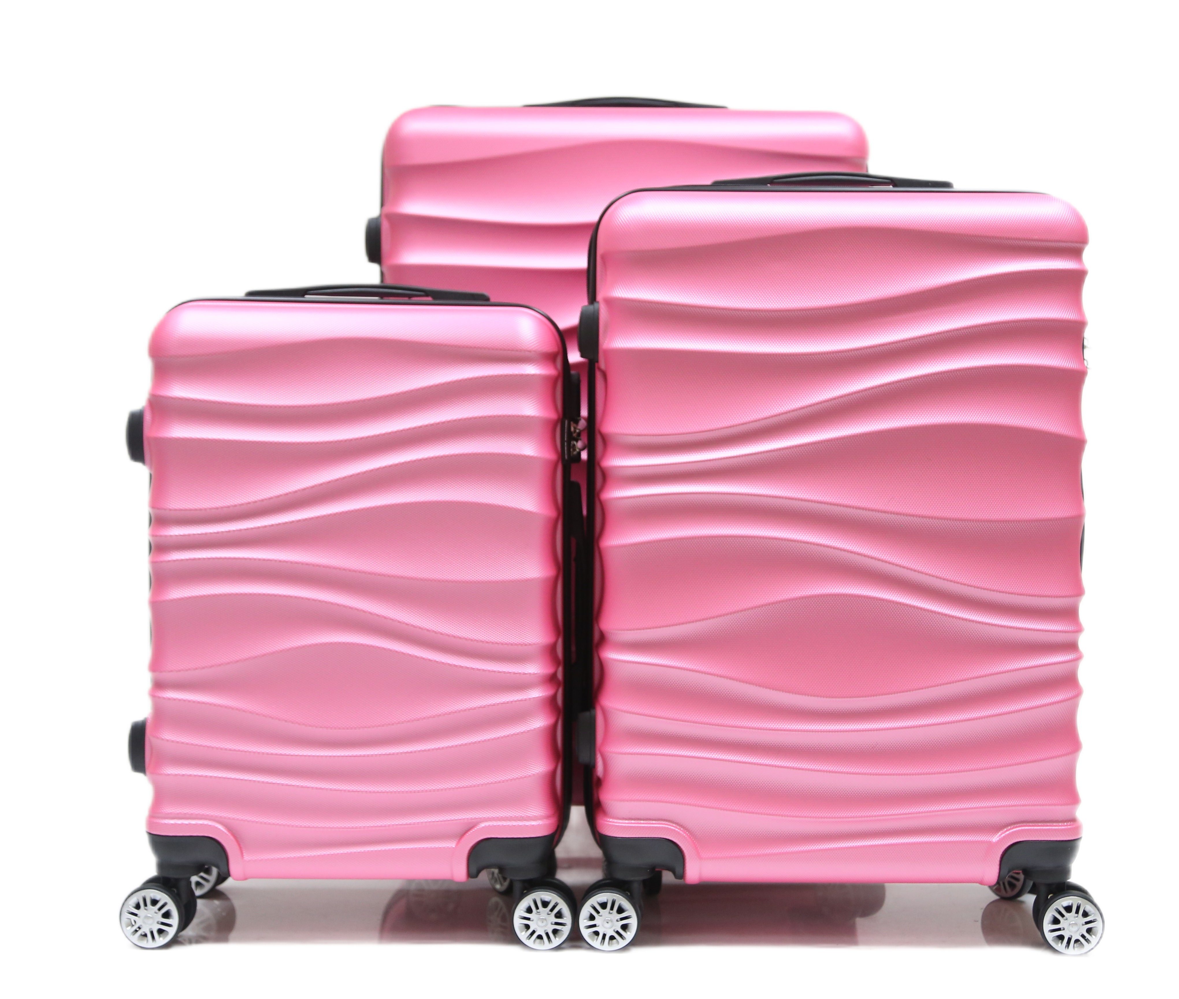 Reisetasche, tlg Pink Trolley Koffer Kofferset 3 tlg) Gepäck Reisekoffer Hartschale Cheffinger (3