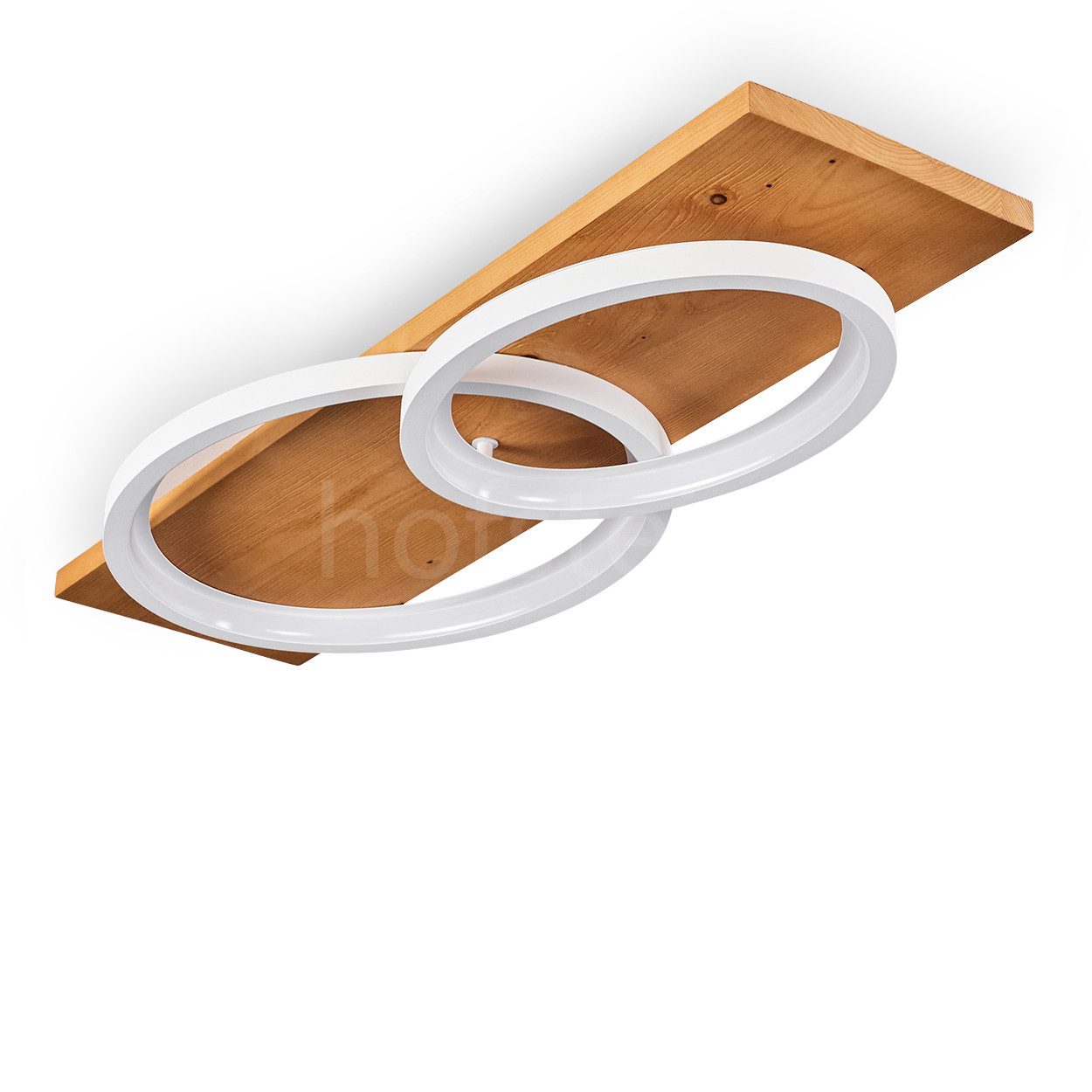 hofstein Deckenleuchte »Palermo« moderne Deckenlampe aus Metall/Holz/Kunststoff in Natur/Weiß, 3000 Kelvin, 75cm, dimmbar über Lichtschalter, 3500 Lumen, 1xLED 30 Watt