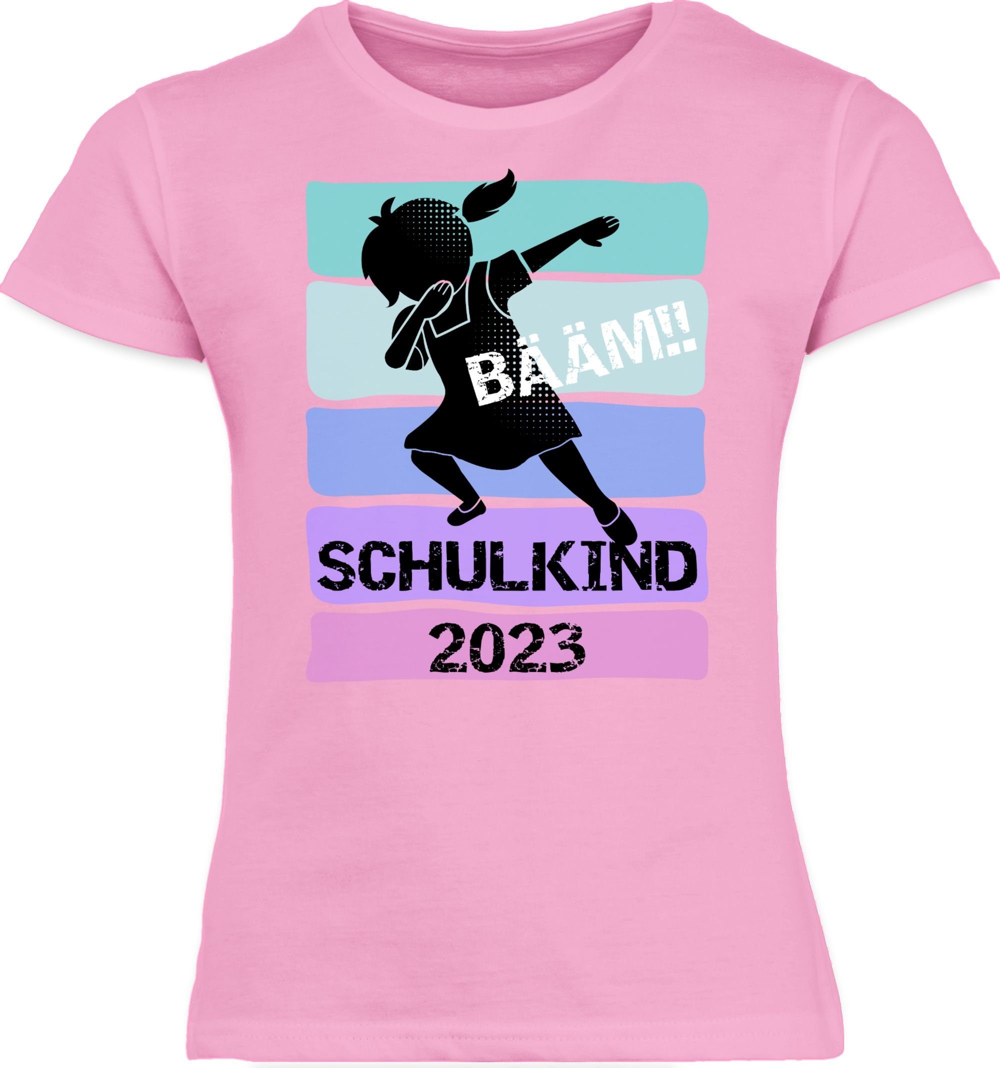 2023 Schulkind Shirtracer Rosa Bääm!! Mädchen Mädchen 1 T-Shirt Einschulung