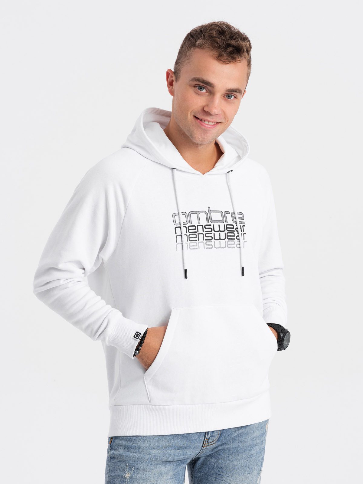 Kapuzenshirt Herren-Sweatshirt ohne Reißverschluss mit Kapuze und Aufdruck