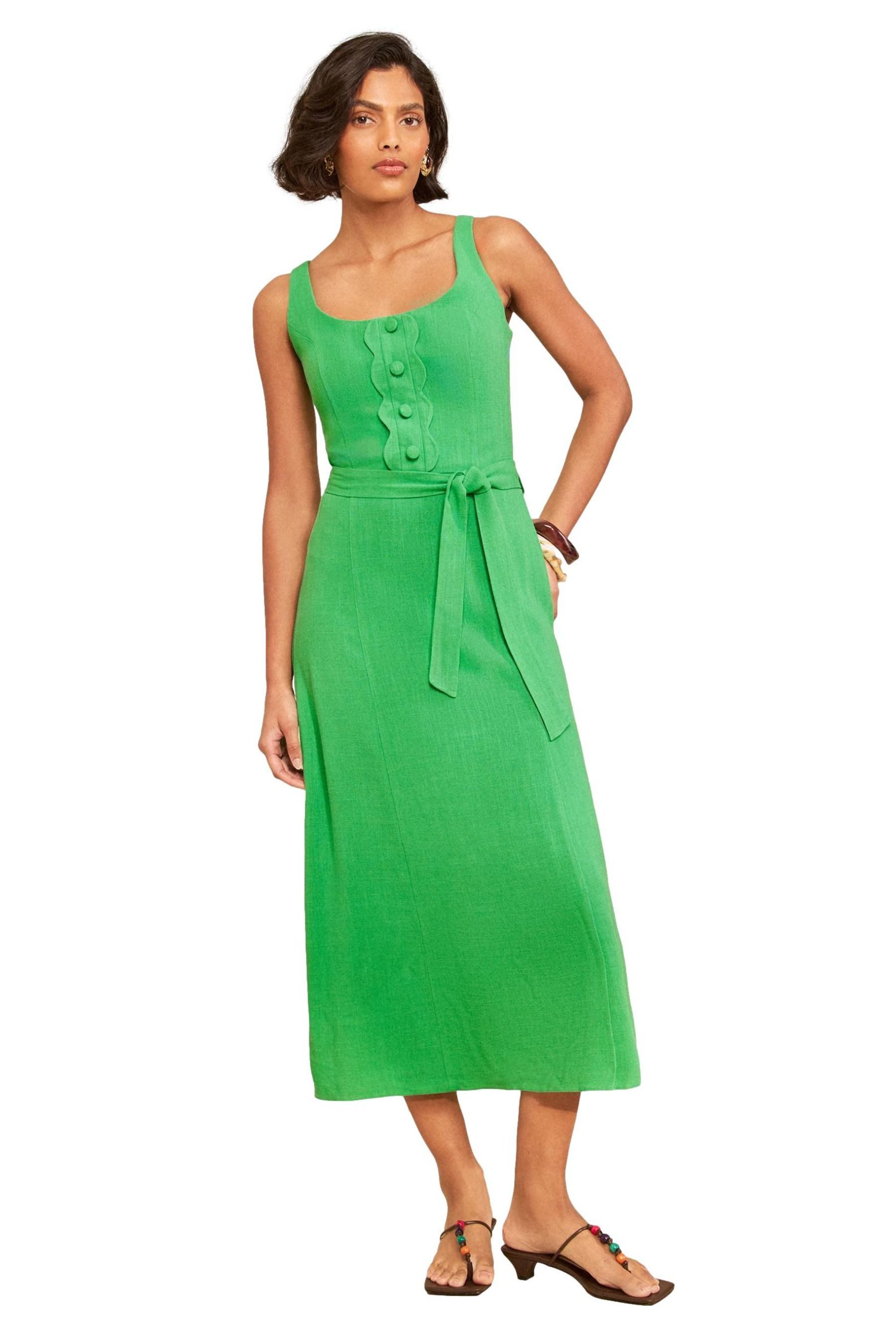 Love & Roses Midikleid Love & Roses Midi-Trägerkleid mit Bogenkante (1-tlg)