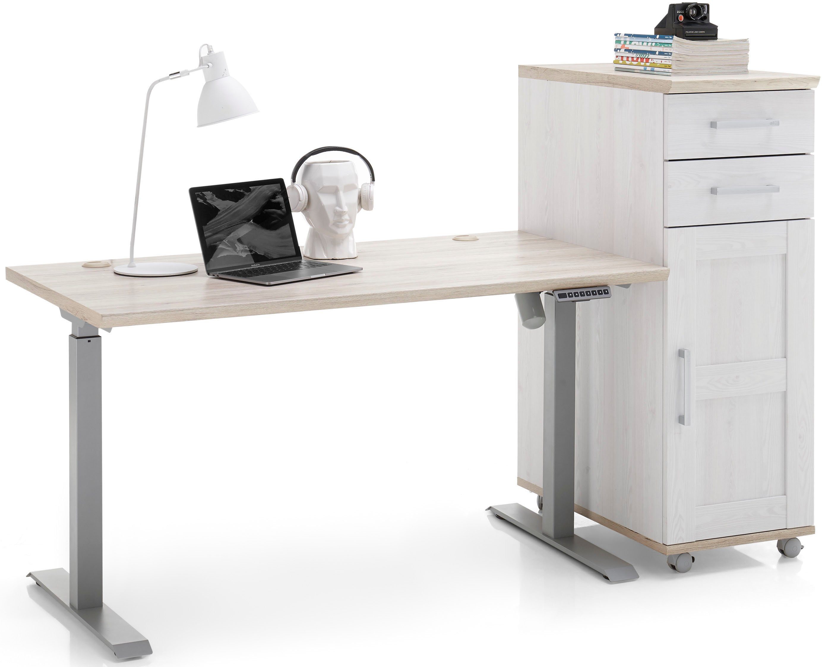 BEGA OFFICE Rollcontainer zu cm höhenverstellbarem Schreibtisch 2 & von 120 Tür, Romance, Schubladen passend Höhe