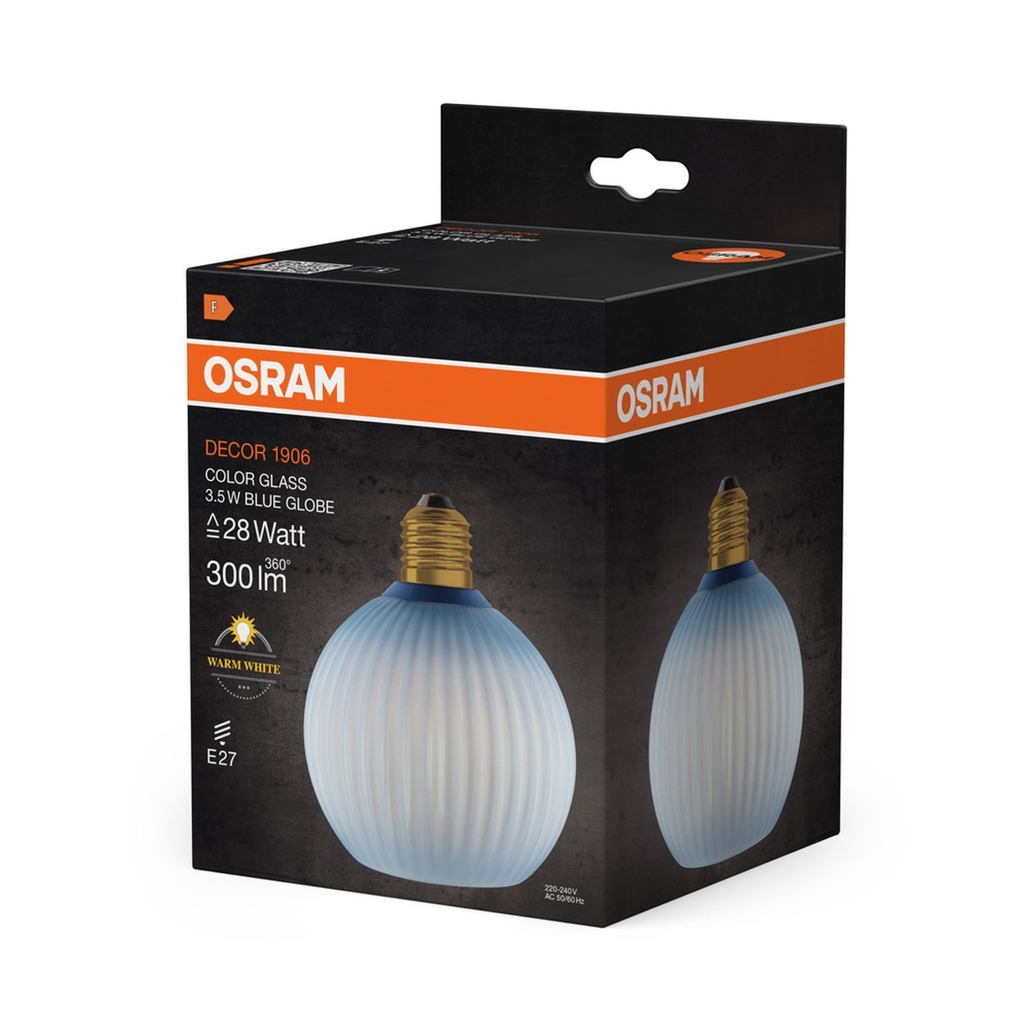 Licht-Erlebnisse LED-Leuchtmittel LAMP, E27, Warmweiß, Deko Lampe Riffelglas Blau E27 Ø 12.5 cm 2700 K 300 lm warmweiß