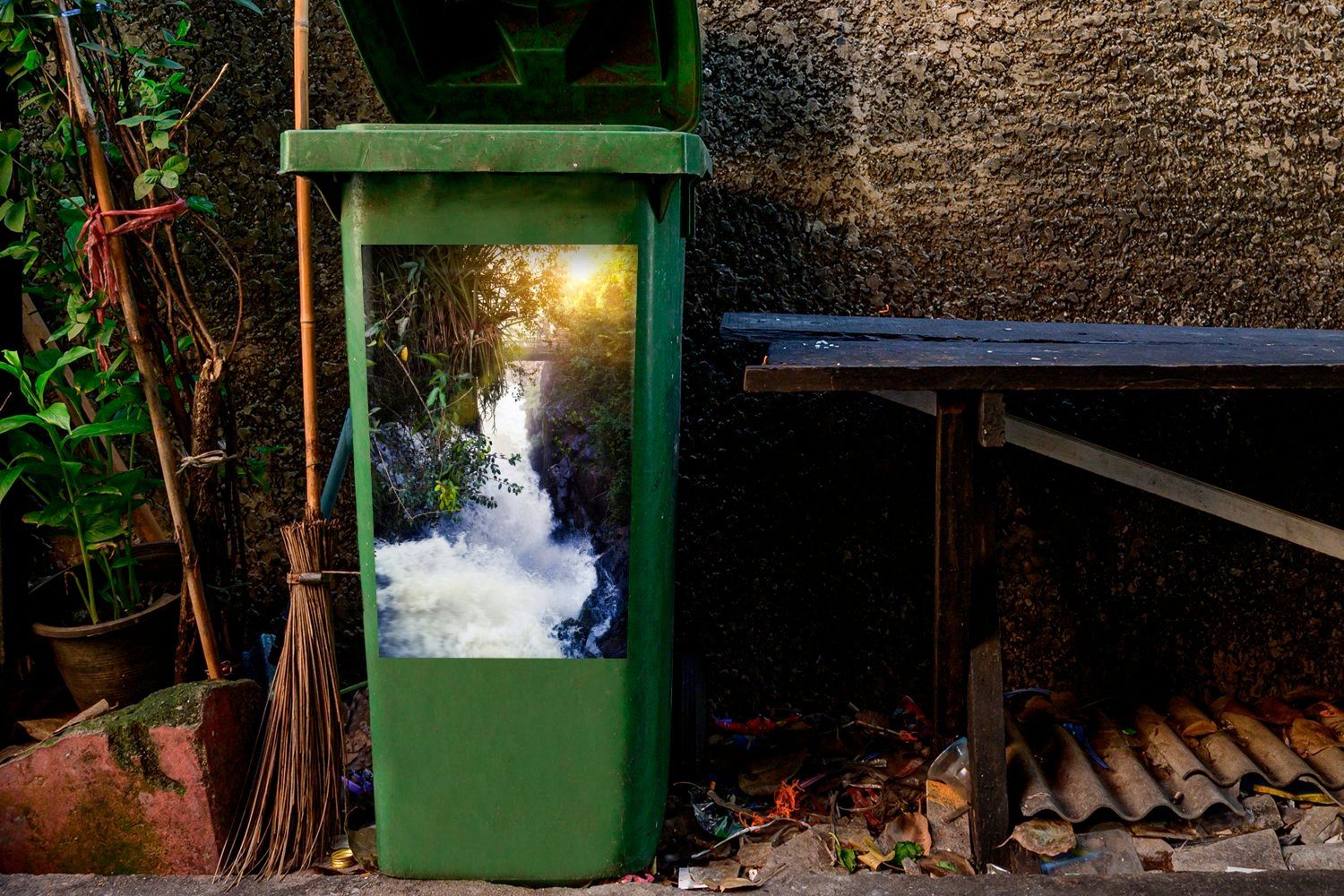 Iguazú-Nationalparks St), Bild Landschaft Wandsticker mit Mülleimer-aufkleber, Schönes MuchoWow der Container, (1 Mülltonne, der Sticker, Abfalbehälter des