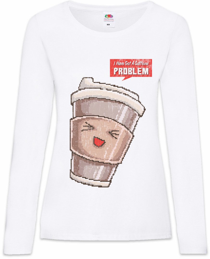 Urban Backwoods Langarmshirt Caffeine Problem Damen Langarmshirt Kaffee Coffeine Koffein Coffee (1-tlg) Pixel Barista Love Liebe