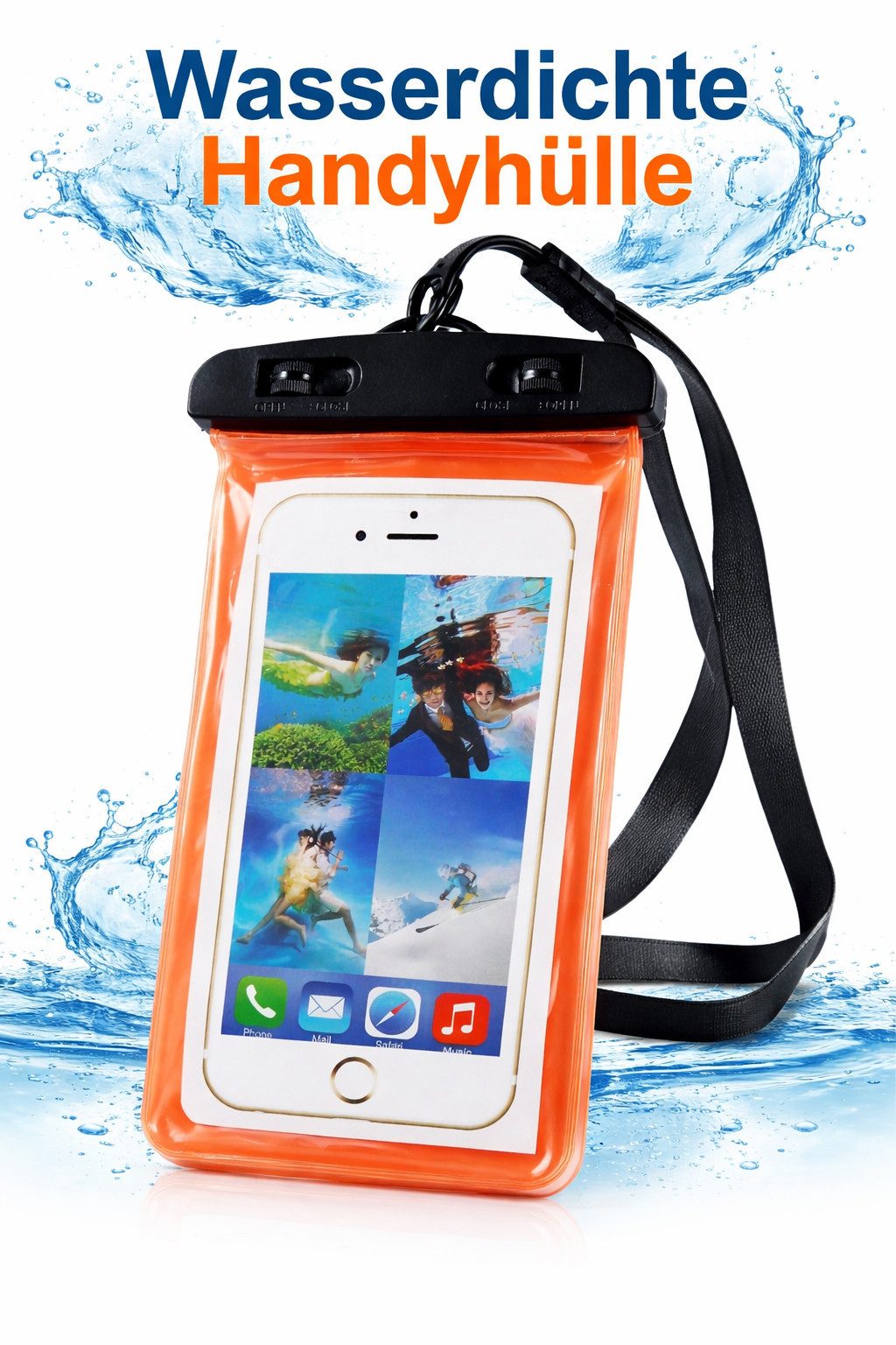 Illes-Laedchen Handyhülle wasserdichte Handyhülle Smartphone Schutzbeutel Handytasche, Universal - IPX8 - 7 Farben zur Auswahl - bis 6,7 Zoll Smartphonegröße