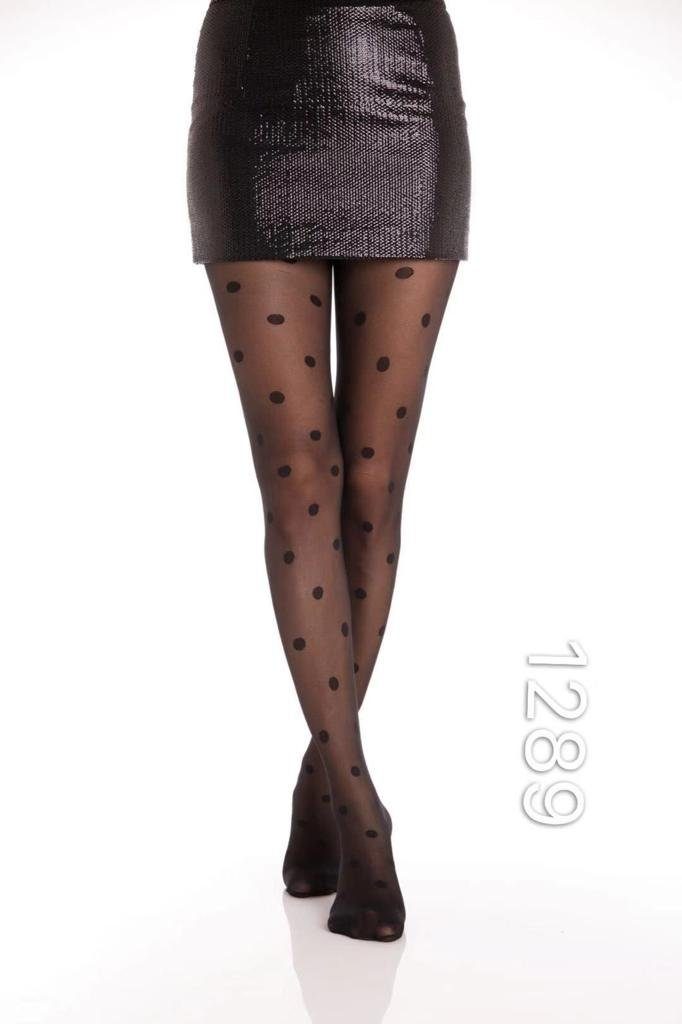 cofi1453 Leggings Damen Strumpfhose durchsichtig mit Punkten Baumwollzwickel