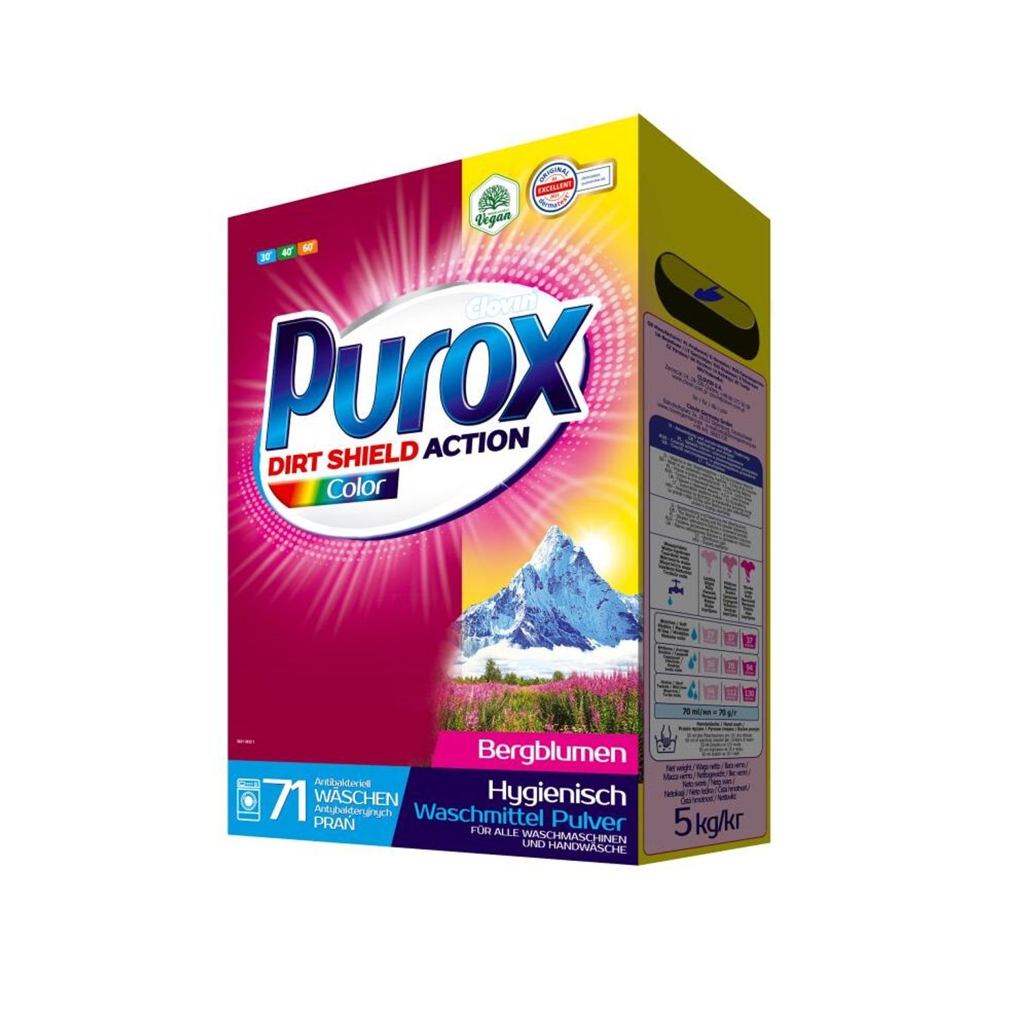 Purox 5kg Color Wash Waschmittel Pulver Wäschereinigung Kleidung Kalklöser