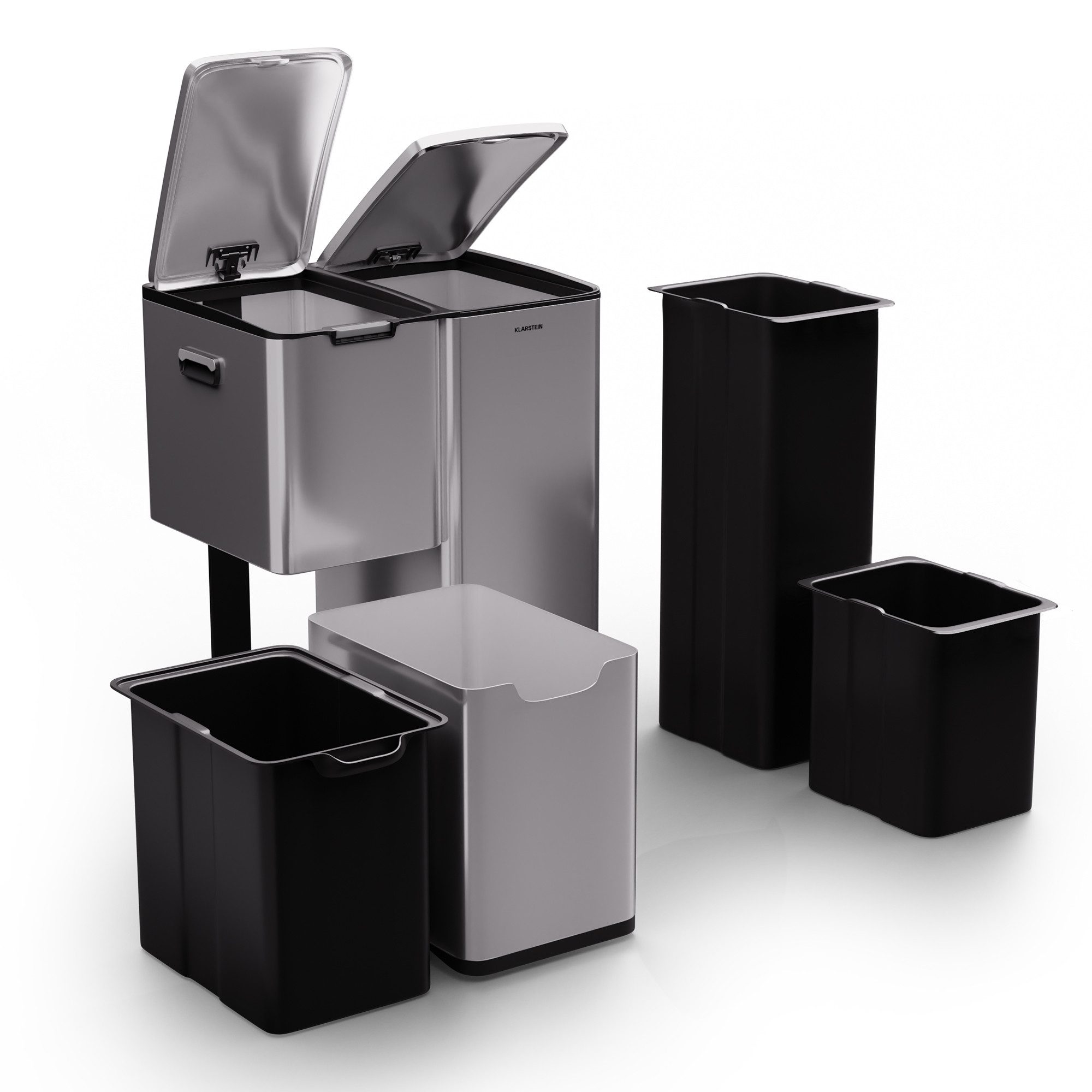 Klarstein Mülltrennsystem Tiyo, Mülleimer 3 Fach Treteimer Trash Bin 60L