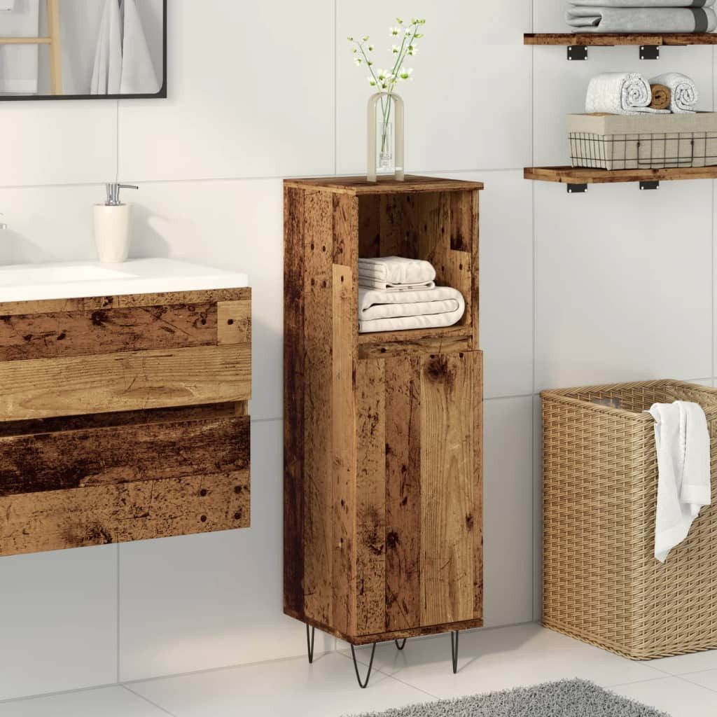 vidaXL Badezimmer-Set Badschrank Altholz-Optik 30x30x100 cm Holzwerkstoff, günstig online kaufen
