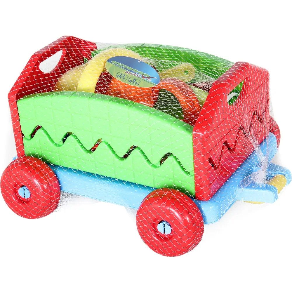 Vedes Sandform Outdoor active Nachziehwagen mit Eimergarnitur, 6-teilig, ca. 40x32x23