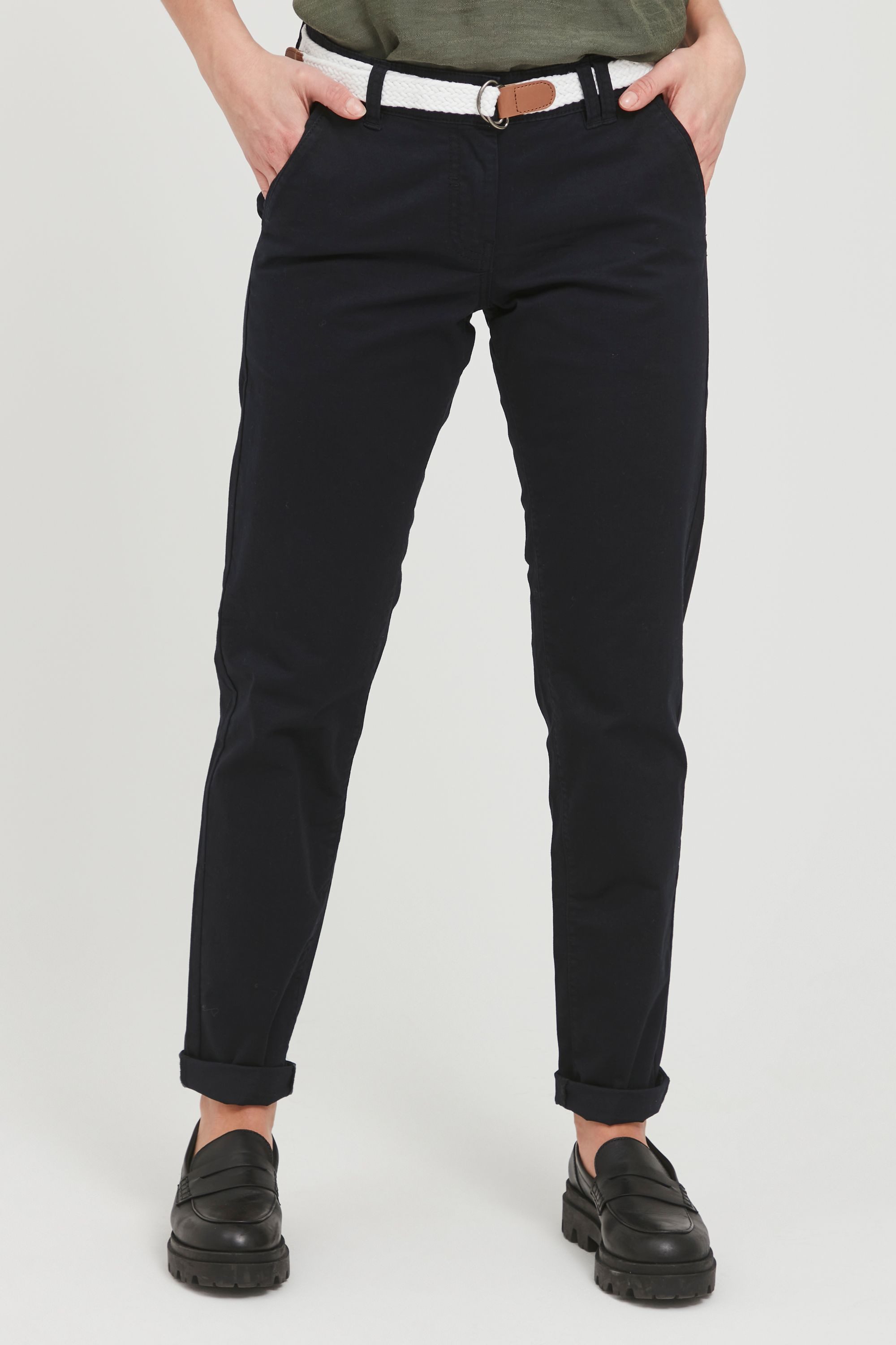 OXMO Chinohose OXChakira Lange Hose mit Gürtel in geflochtener Optik günstig online kaufen