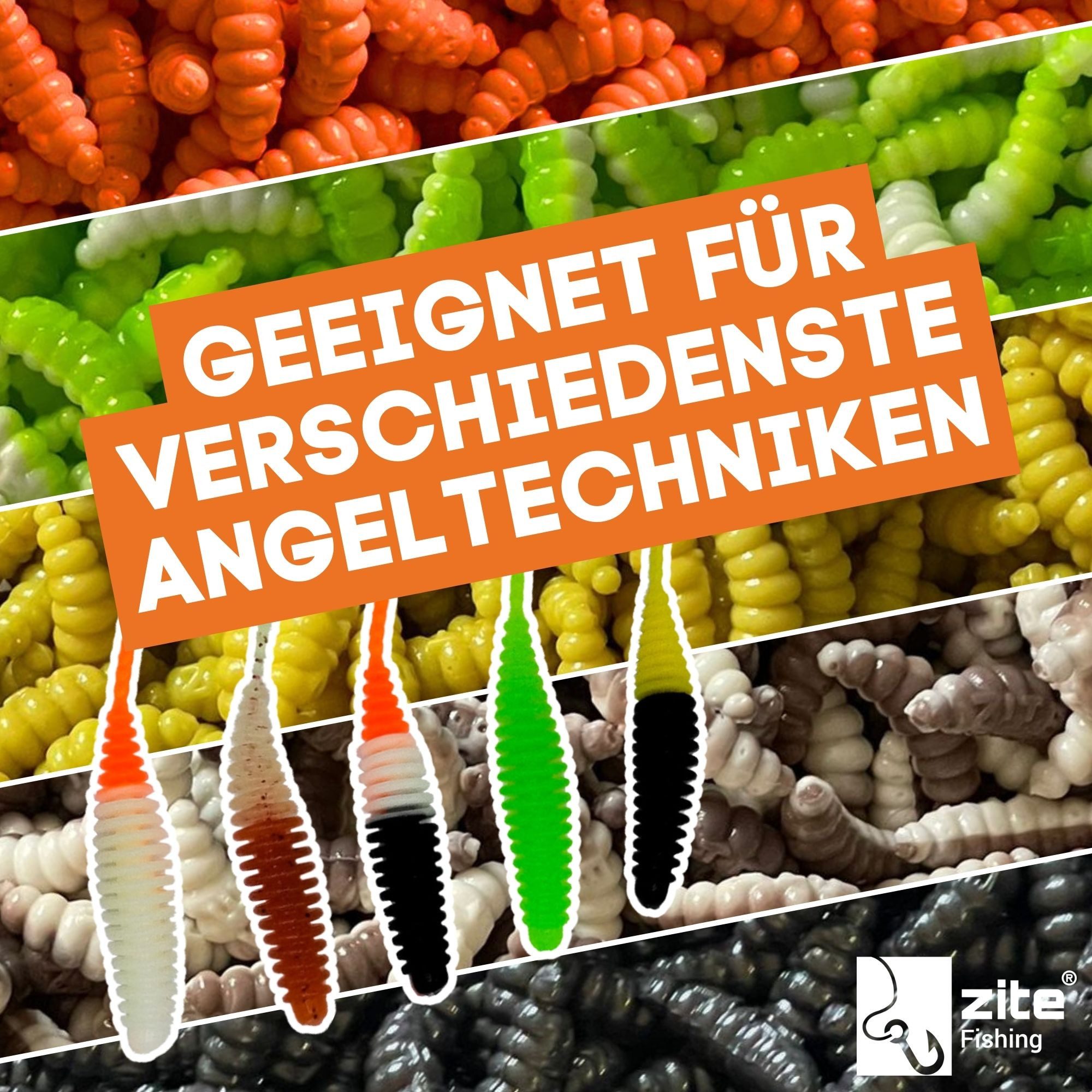 Zite Kunstköder Biggle Worm 6,5 cm 8 Stück - Lamellenwurm fürs UL-Angeln - Gummiköder