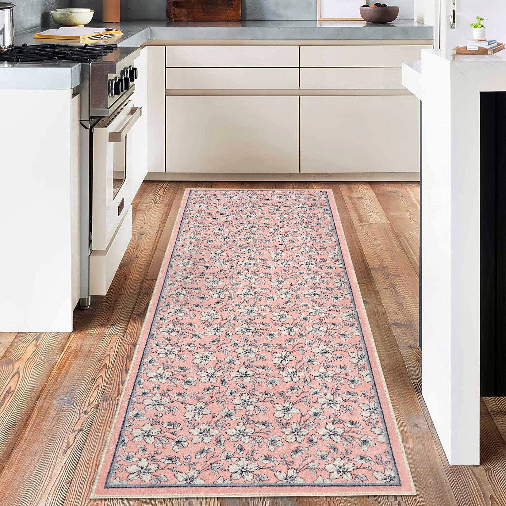 GarveeMore Teppich Wohnzimmerteppiche Vintage Blumen Kurzflor günstig online kaufen