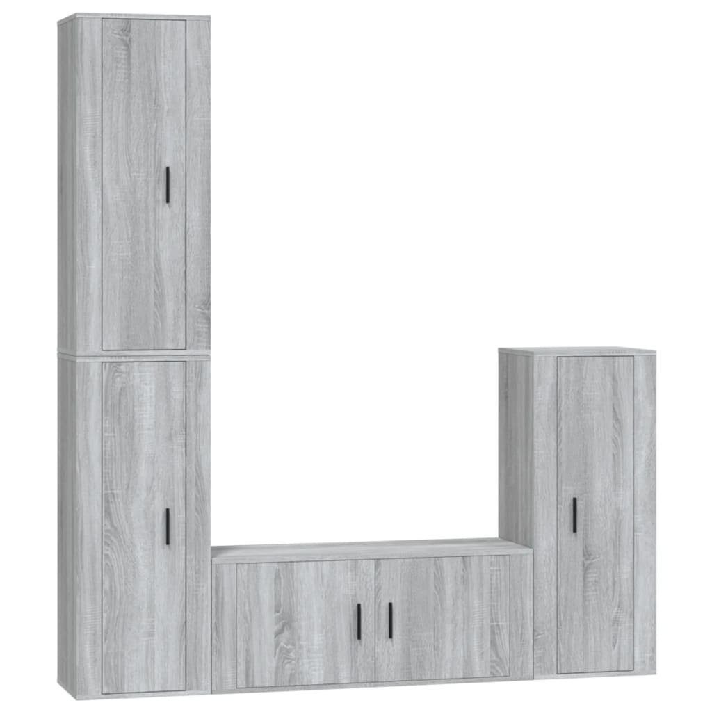 Holzwerkstoff furnicato Sonoma TV-Schrank 4-tlg. Grau TV-Schrank-Set