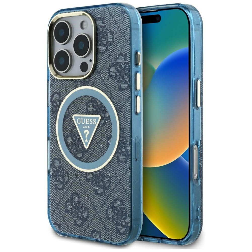Guess Handyhülle Schutzhülle Magnethülle Smartphonehülle 6,3 Zoll, MagSafe-kompatibel, 4G-Muster, Glitzer