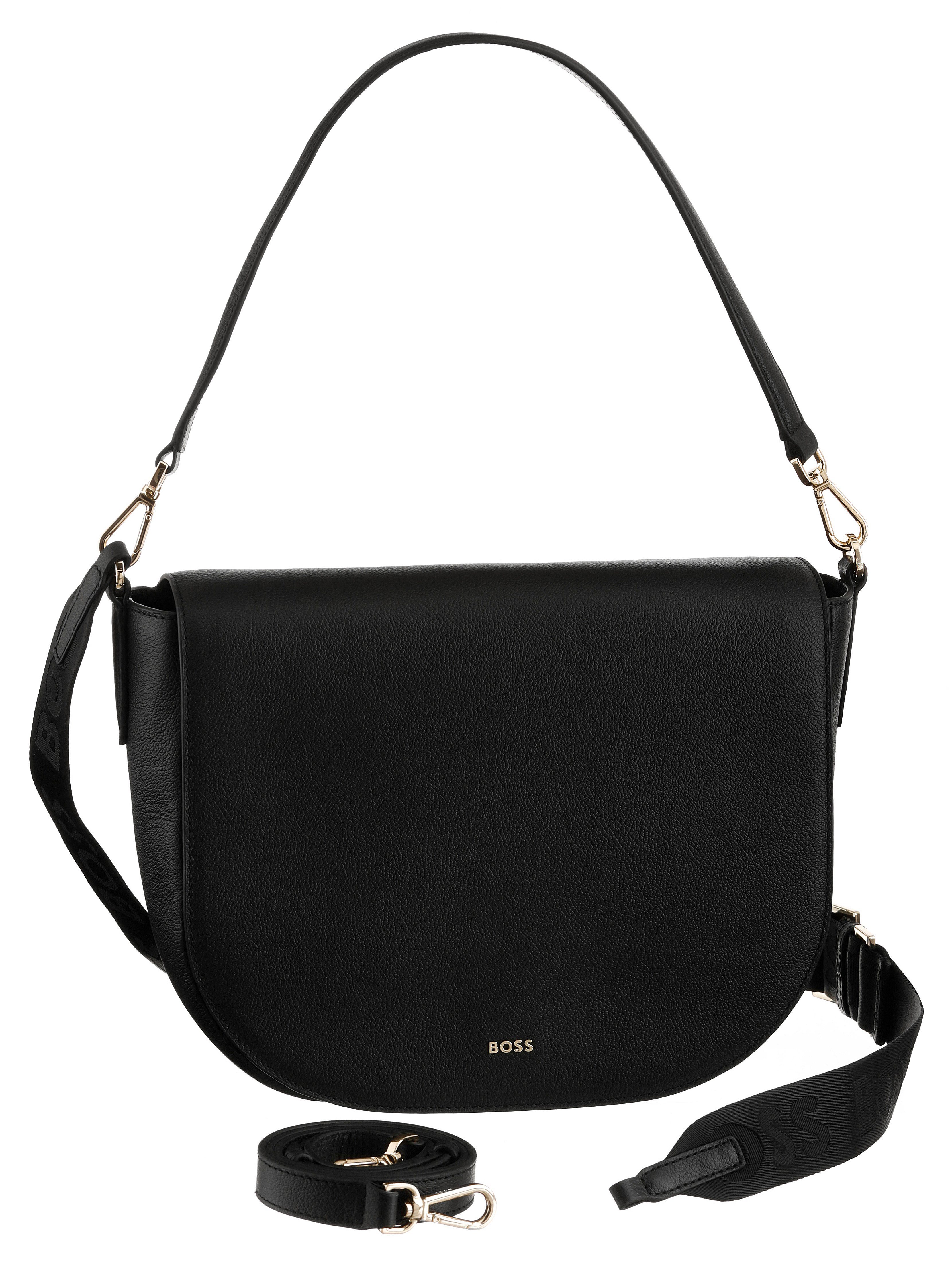 BOSS Umhangetasche Alyce Saddle Crossbody Bag Handtasche zertifiziertes Leder Leather Working Group Schulterriemen mit Markenlogo
