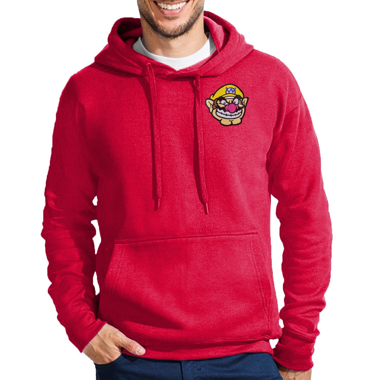 Blondie & Brownie Hoodie WarioPatch Herren Hoodie Retro Gaming Patch Baumwolle Freizeitlook (Einzelhoodie, Einzelartikel) Wario Patch H Hoodie Arcade Legend