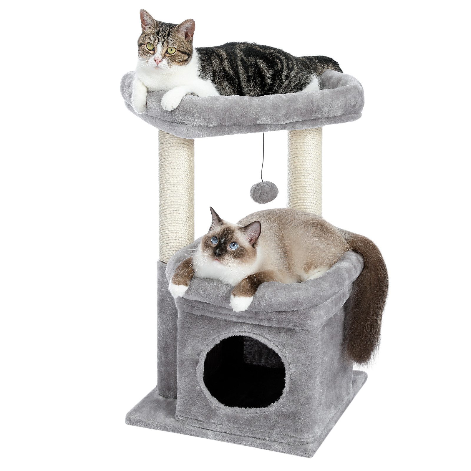 PAWZ Road Kratzbaum Kleiner Katzenbaum, mehrstöckiger Katzenturm,gemütlicher Katzenwohnung, mit Sisal-überzogenem Kratzbaum