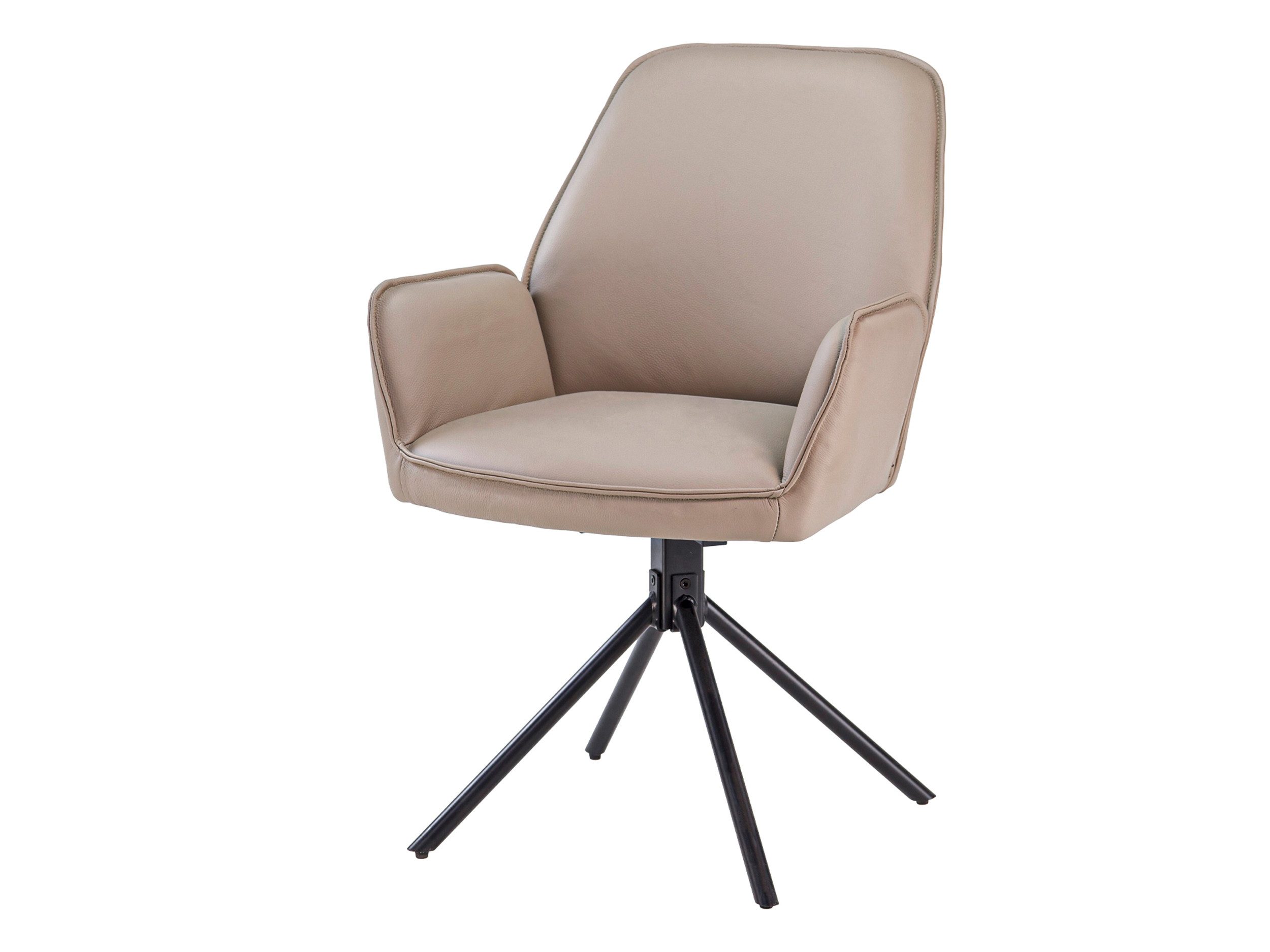 Massivart® Polsterstuhl Echtleder drehbar 180 Grad / Esszimmerstuhl »COVELO«, mit Nivellierung · Metallgestell schwarz matt