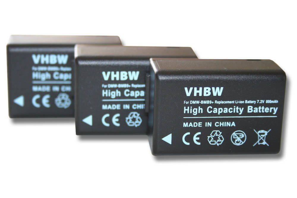 für mAh 800 V) DMC-BMB9, Kamera-Akku Ersatz vhbw Panasonic (7,2 DMW-BMB9E Li-Ion für