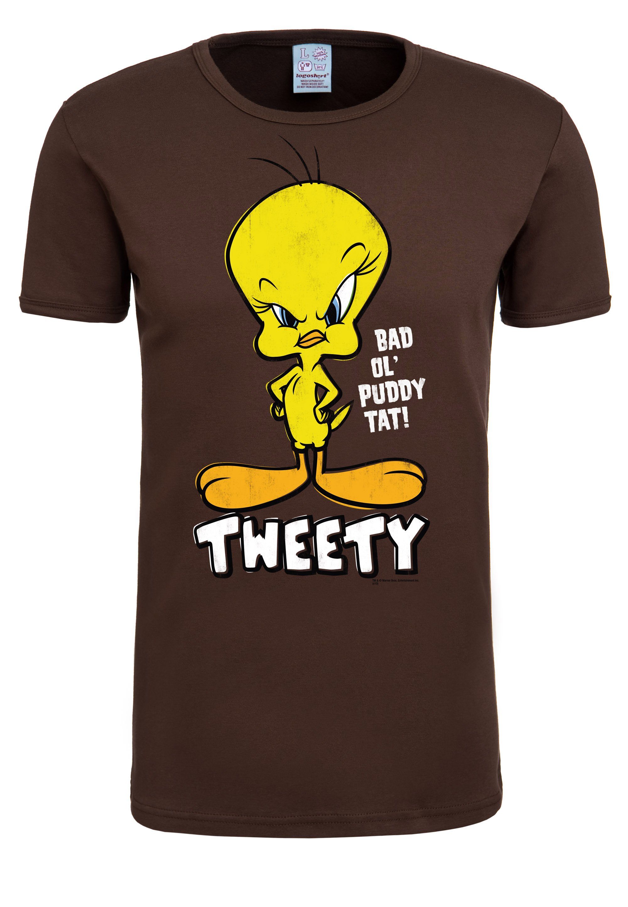 Tweety mit Tunes - Tweety-Frontprint LOGOSHIRT Looney T-Shirt
