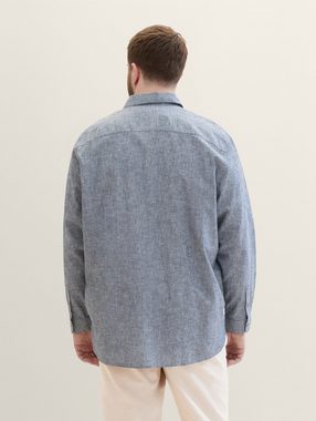 TOM TAILOR PLUS Langarmhemd Plus - Hemd mit Leinen
