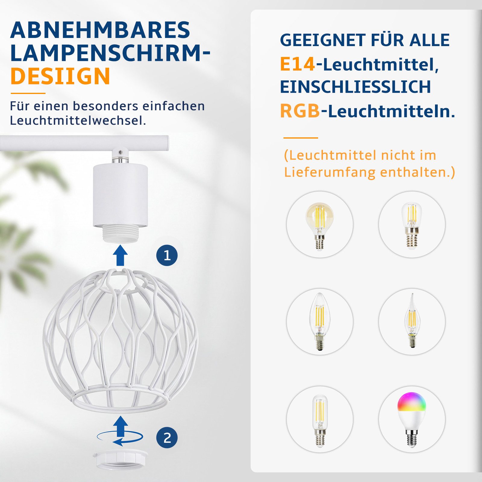 Nettlife Deckenstrahler 1/2/3/4flammig Weiß/Schwarz/grau E14 Metall 350° schwenkbaren Spots, ohne Leuchtmittel, für Wohnzimmer Küche Flur Deckenleuchte