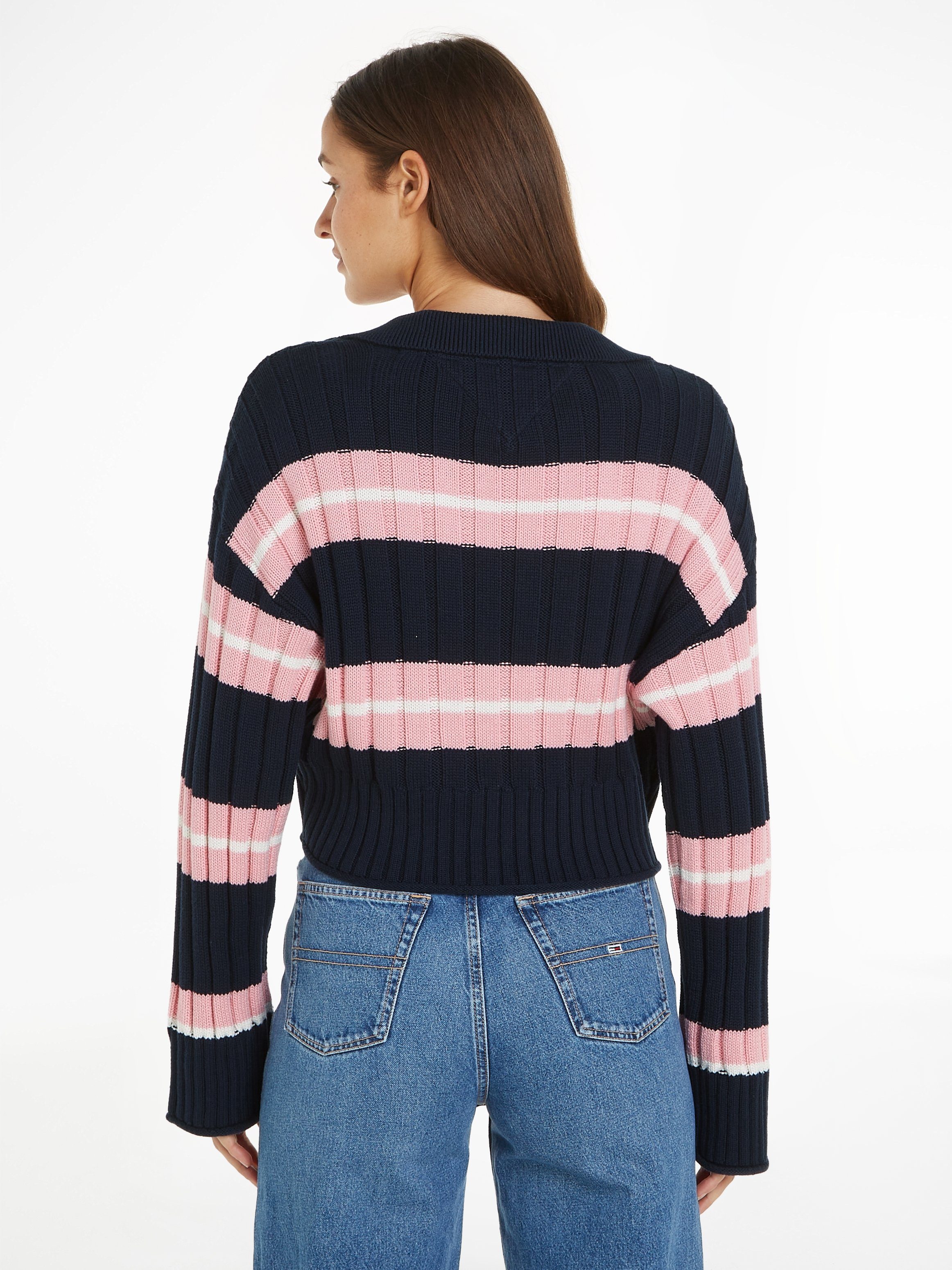 Strickpullover Tommy mit Front-Logoprägung Jeans marine/bunt