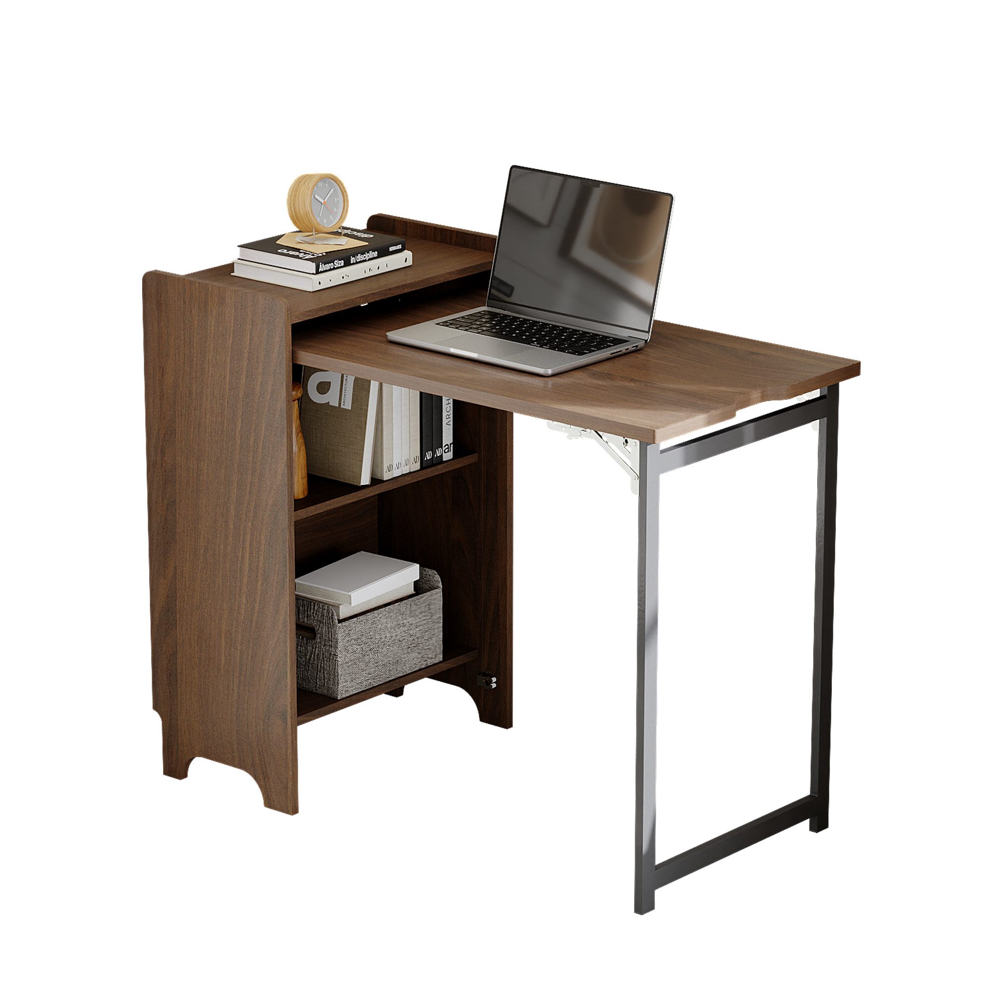 FUFU&GAGA Schreibtisch Schreibtisch, Klappschreibtisch, MDF, Walnussfarbe, günstig online kaufen