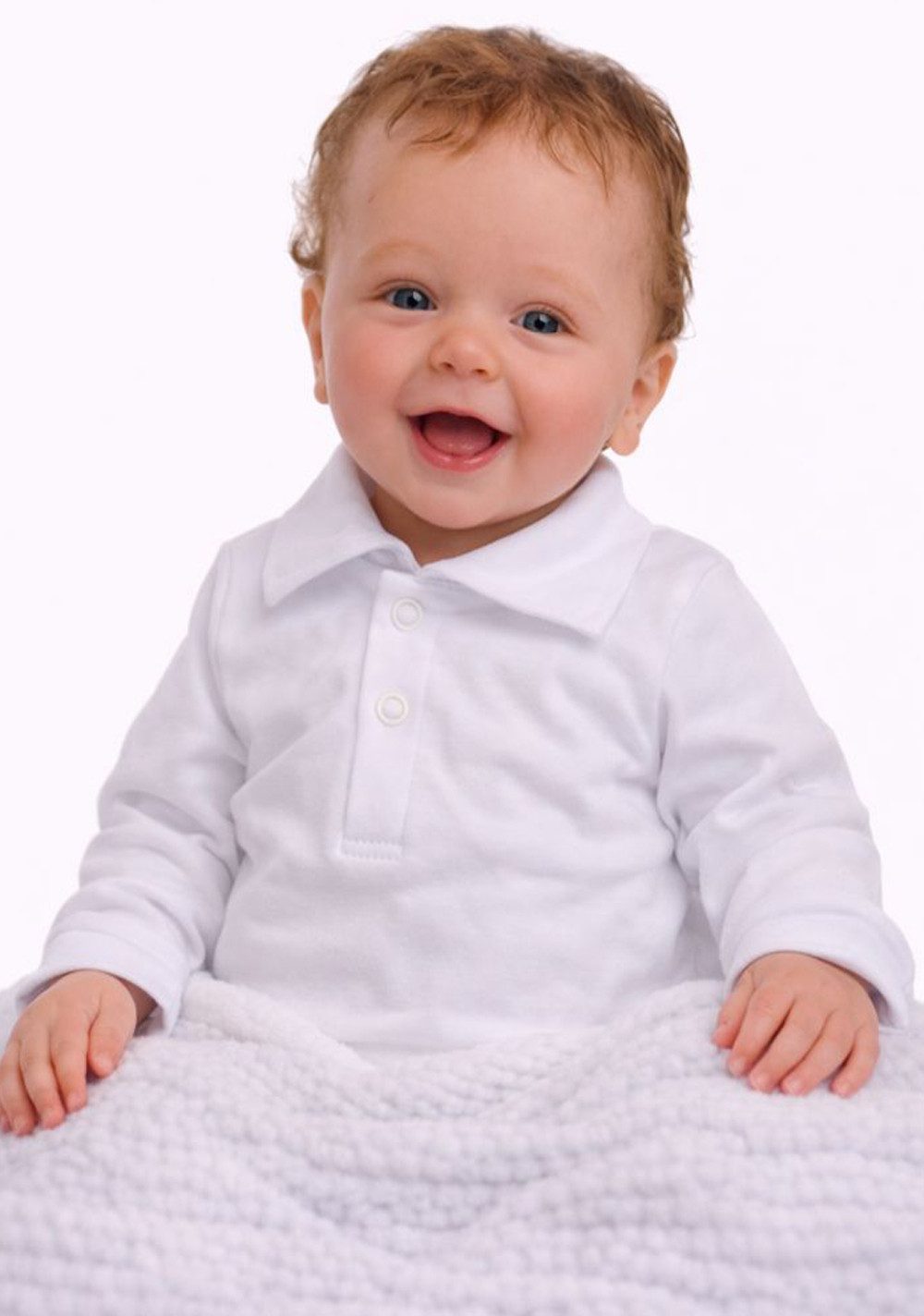 La Bortini Langarmbody Baby Body mit Kragen Polobody in weiß aus reiner Baumwolle, 44 50 56 62 68 74 80 86 92 98