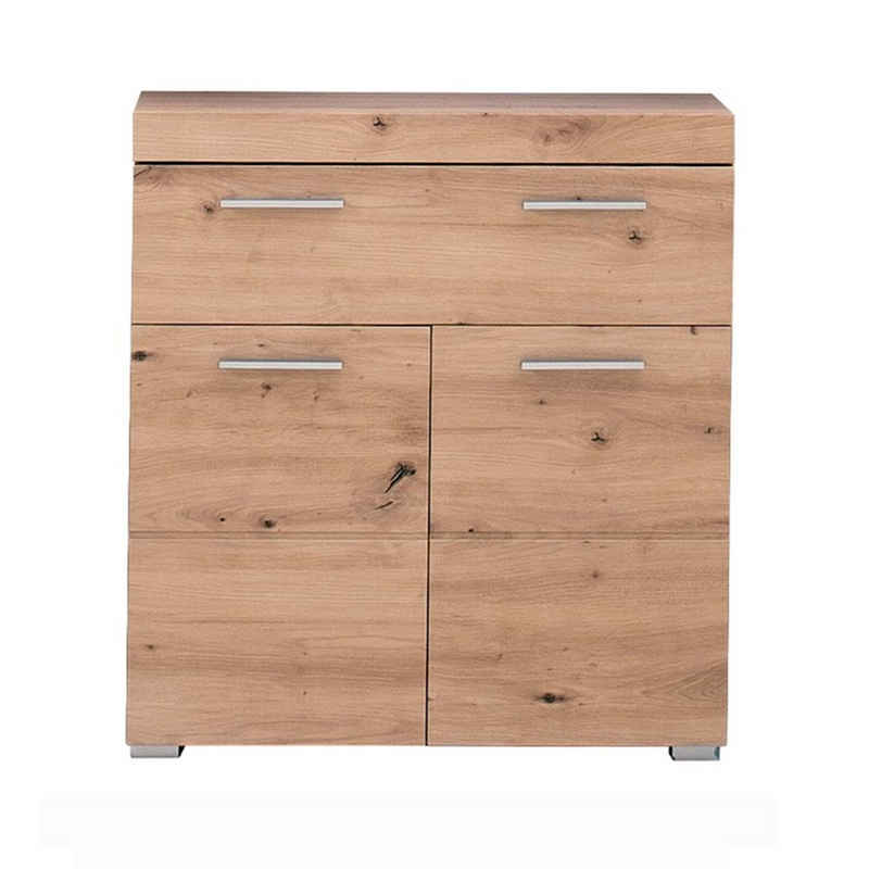 trendteam Stauraumschrank Amanda/MandoBad Badschrank Kommode Hochschrank Badregal Badmöbel Braun 73x79x31cm